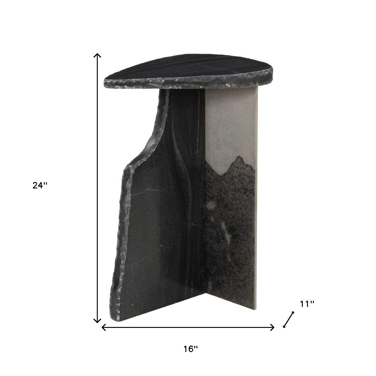 24" Black Marble Pedestal End Table-8