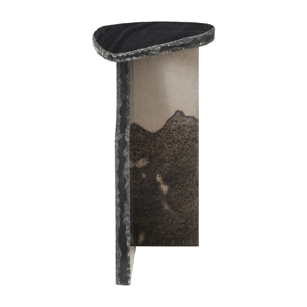 24" Black Marble Pedestal End Table-3