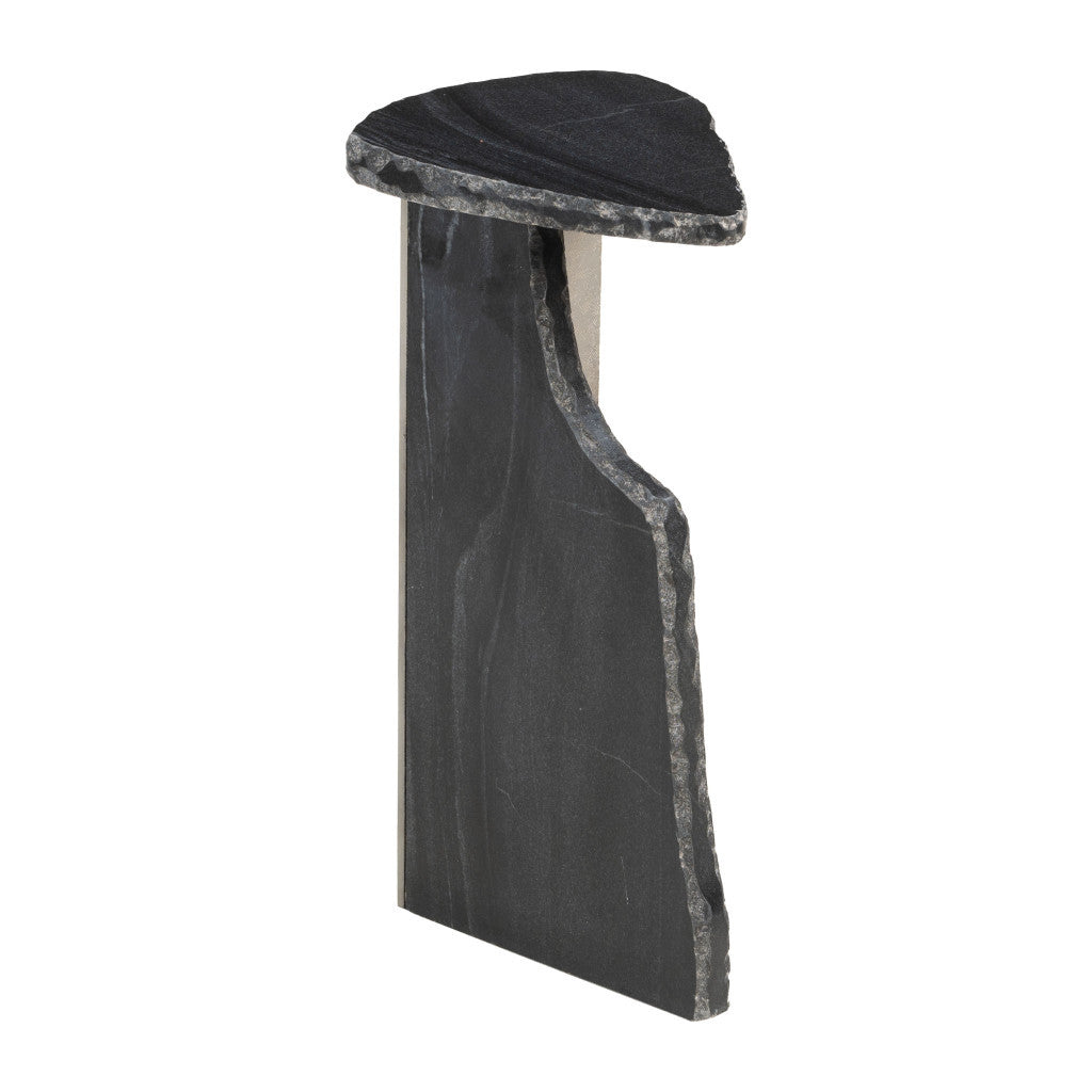 24" Black Marble Pedestal End Table-4