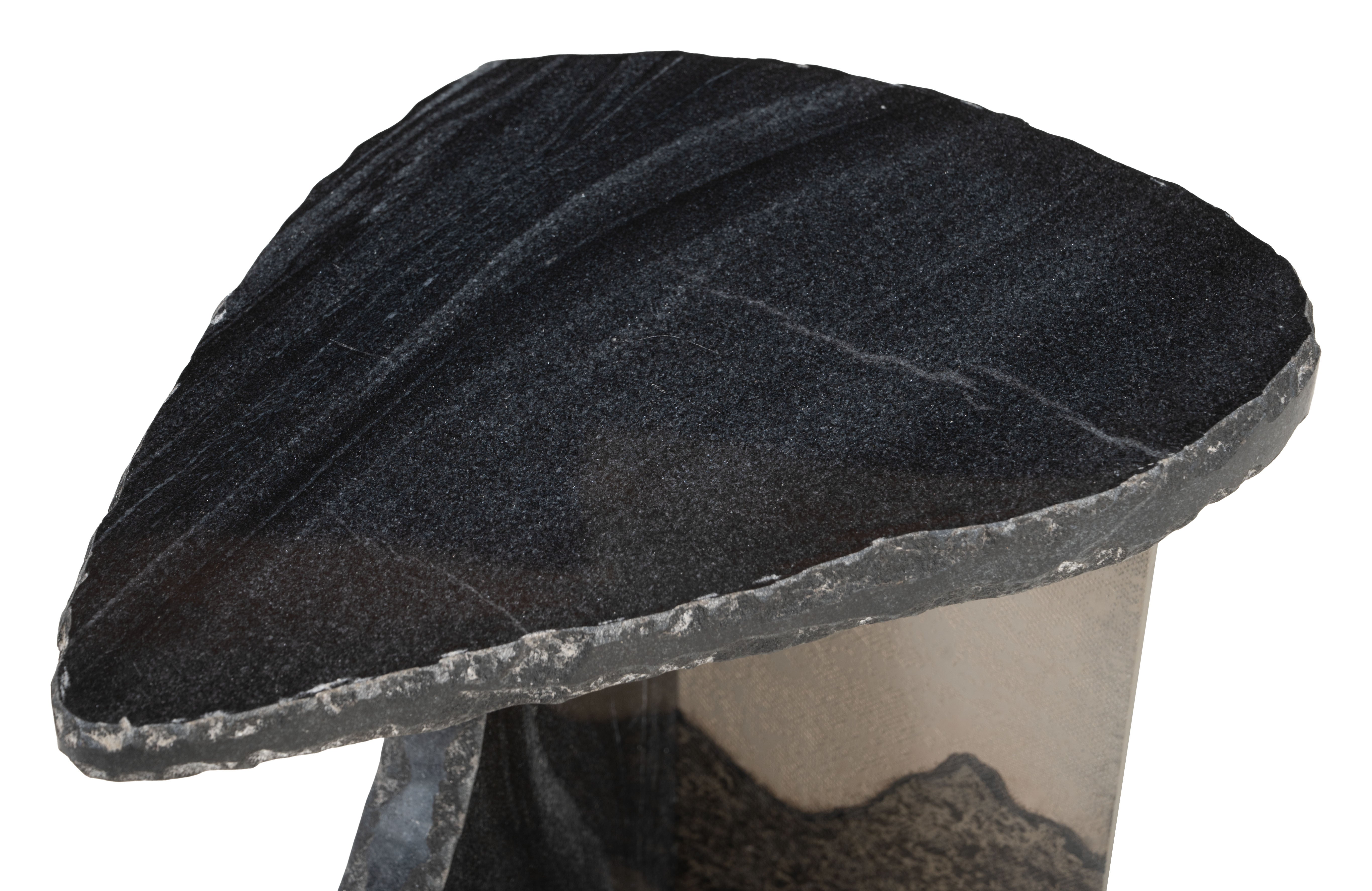 24" Black Marble Pedestal End Table-5