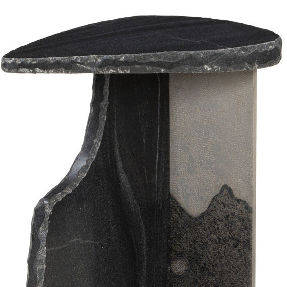 24" Black Marble Pedestal End Table-7