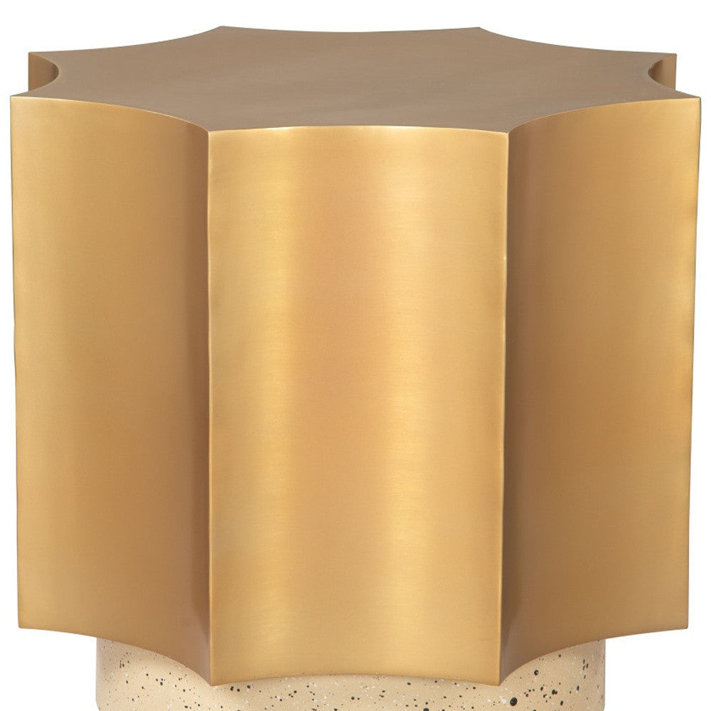 20" Beige Iron Pedestal End Table-6