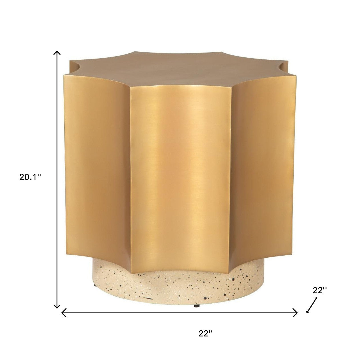 20" Beige Iron Pedestal End Table-7