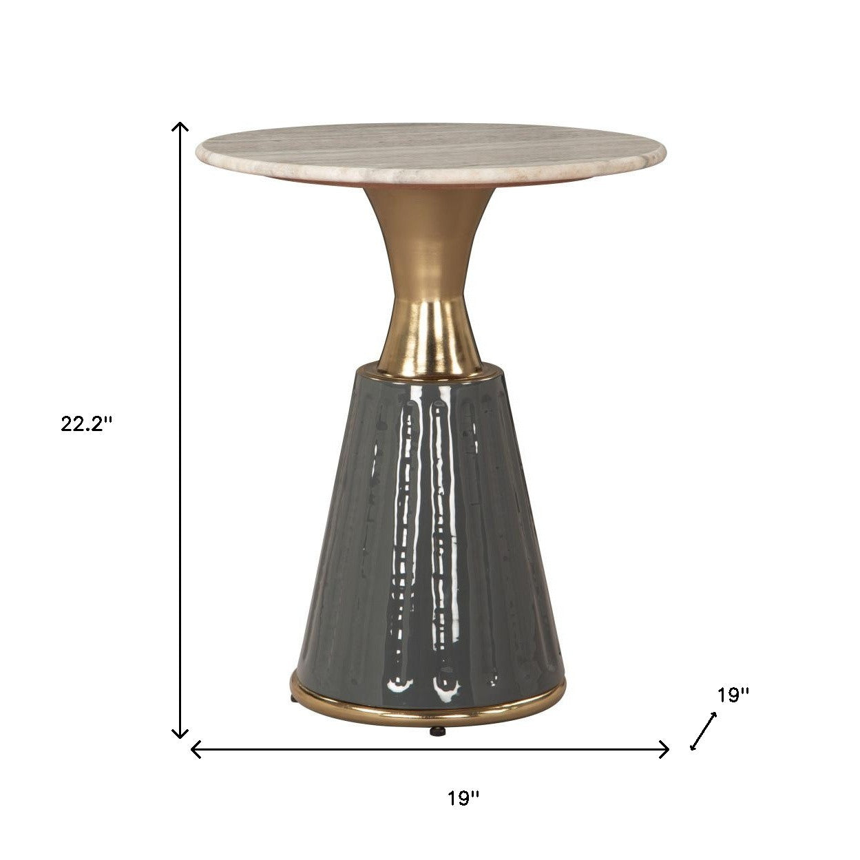 22" Clear and Gold Wood Pedestal End Table-7