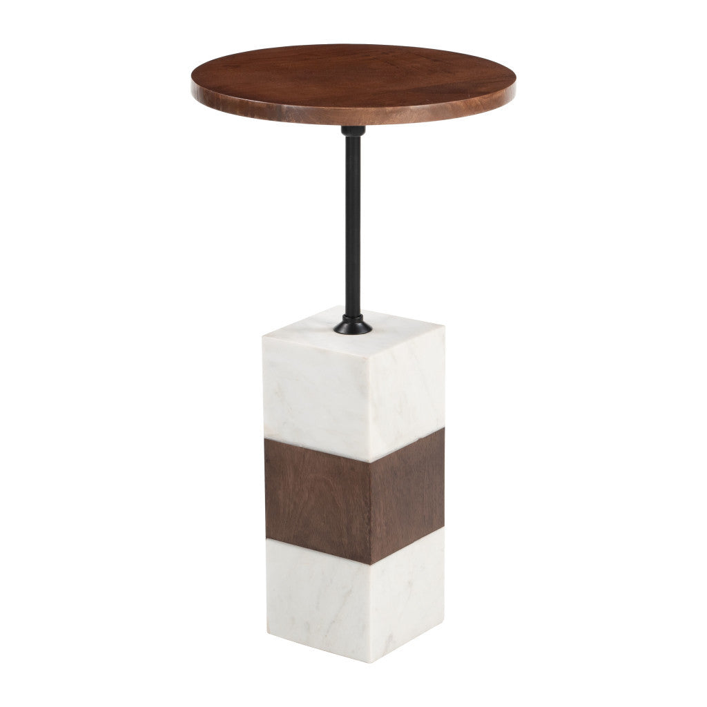 22" White Marble Pedestal End Table-0