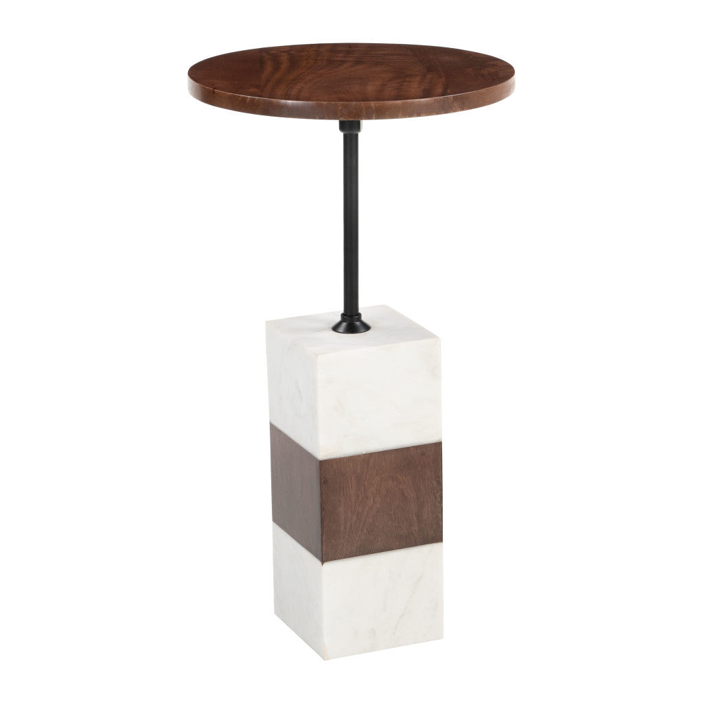 22" White Marble Pedestal End Table-3