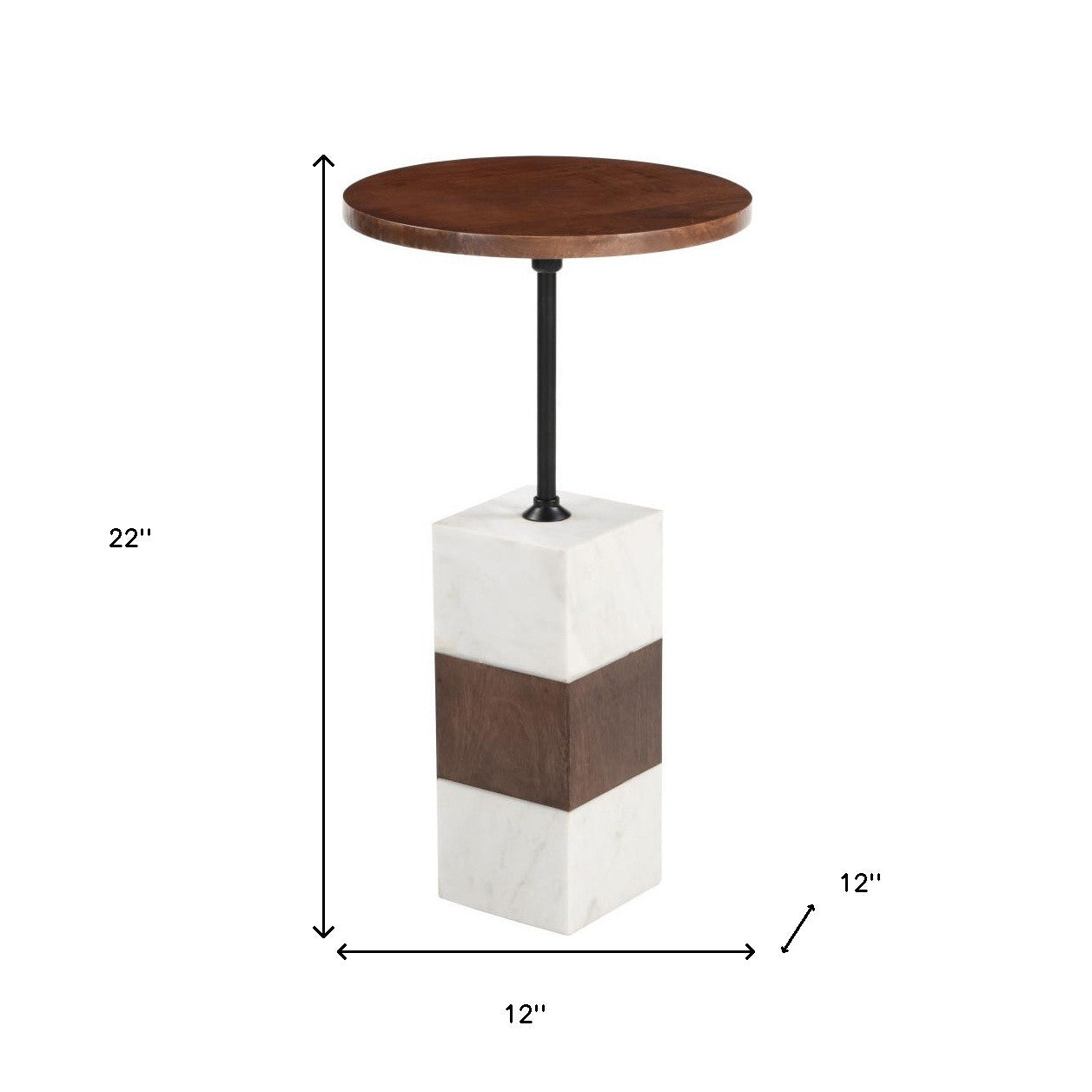 22" White Marble Pedestal End Table-7