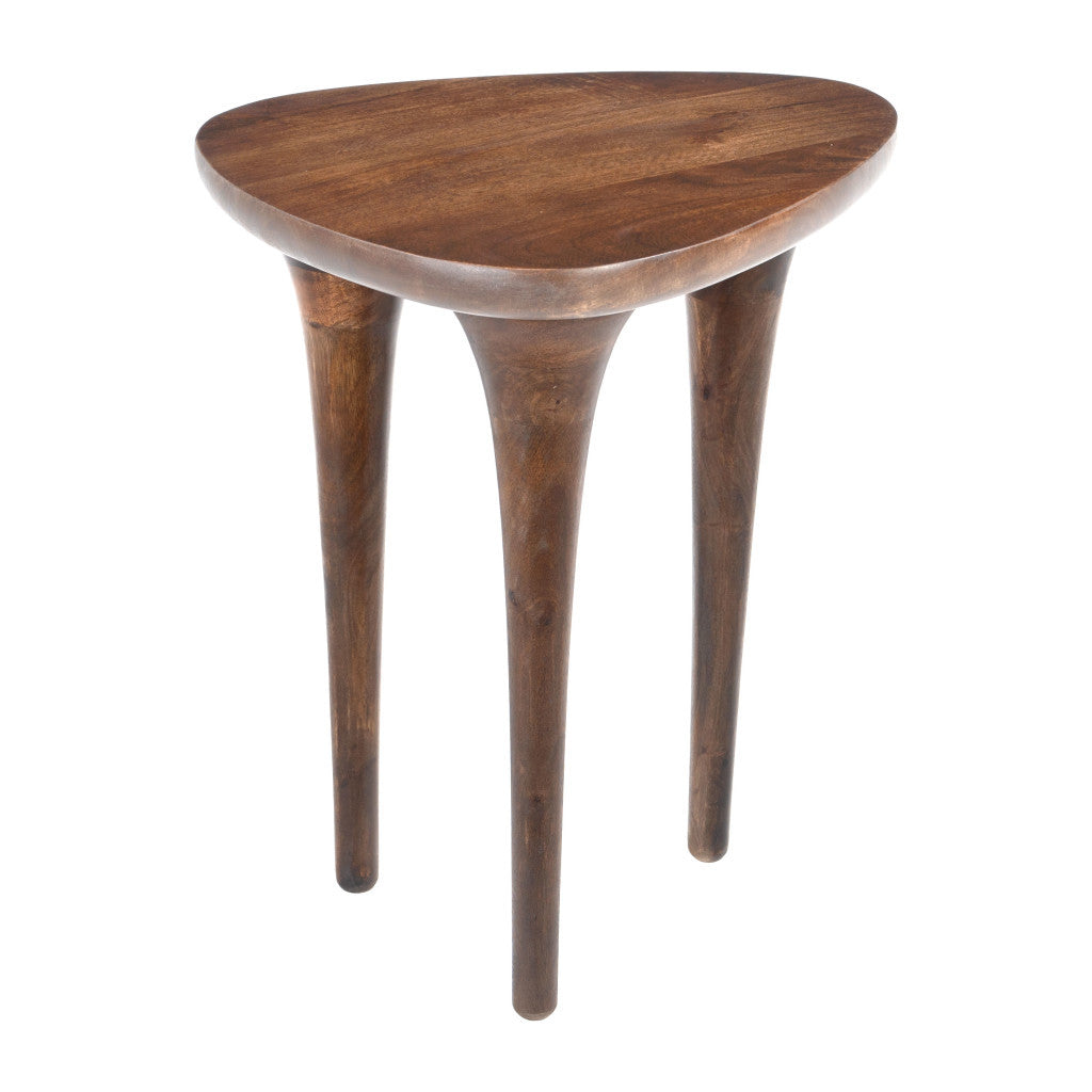 22" Brown Wood Pedestal End Table-0