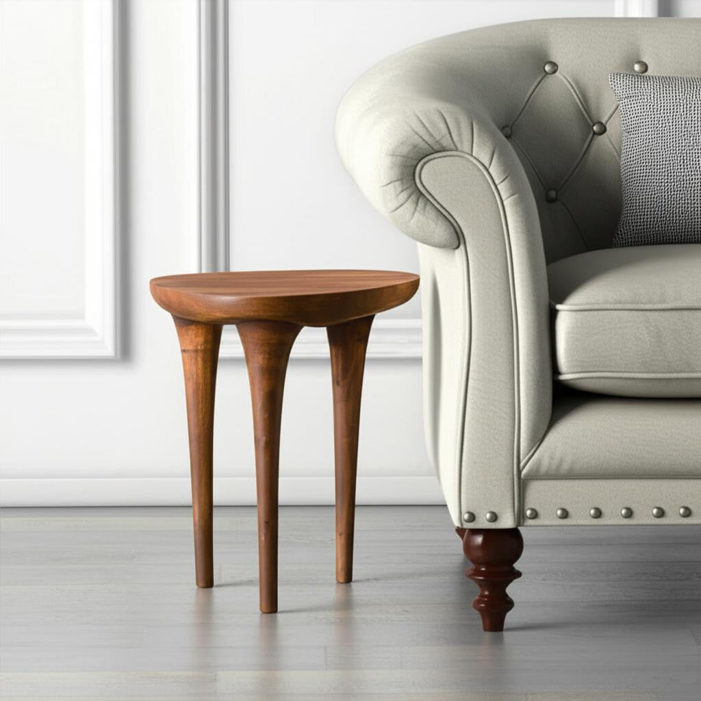 22" Brown Wood Pedestal End Table-1