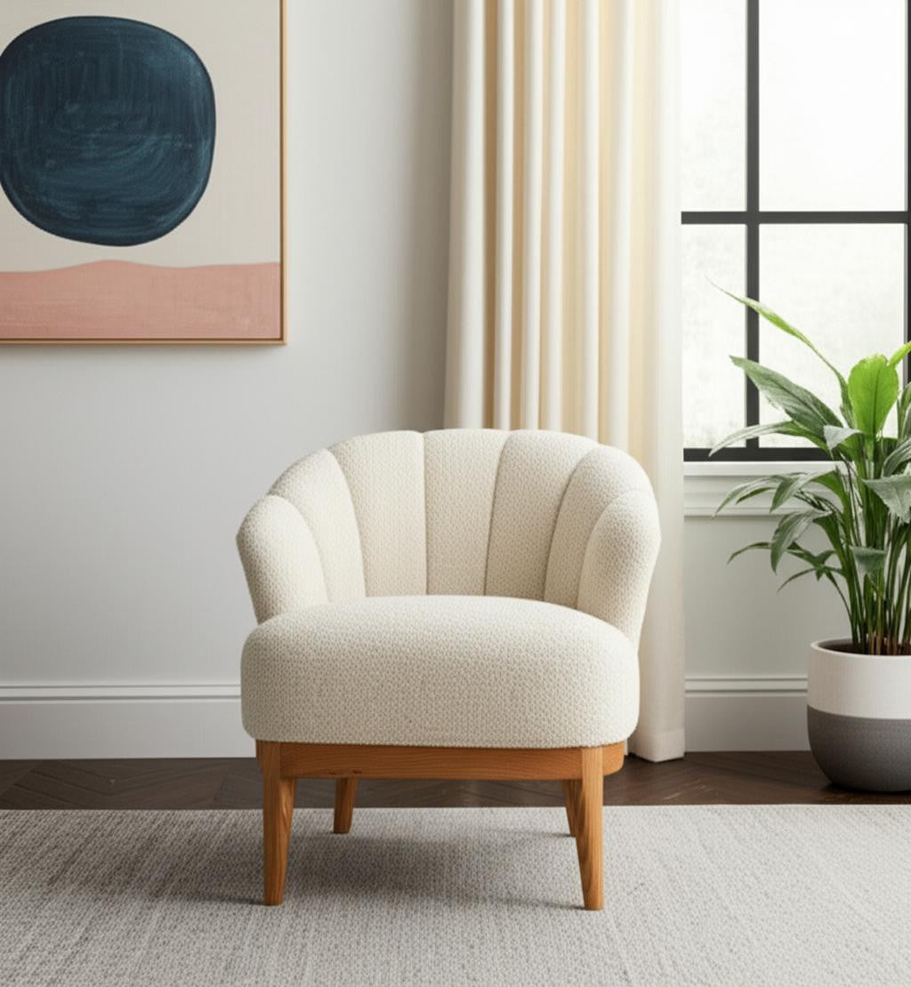 29" Beige and Brown Upholstered Arm Chair-1