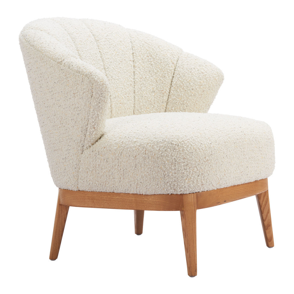 29" Beige and Brown Upholstered Arm Chair-0