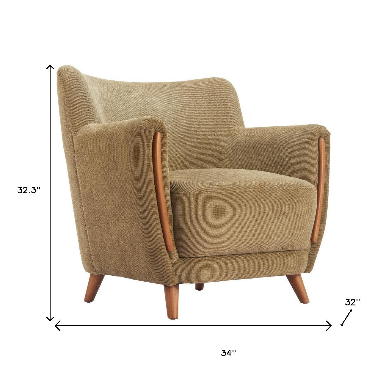 34" Green and Brown Upholstered Arm Chair-8