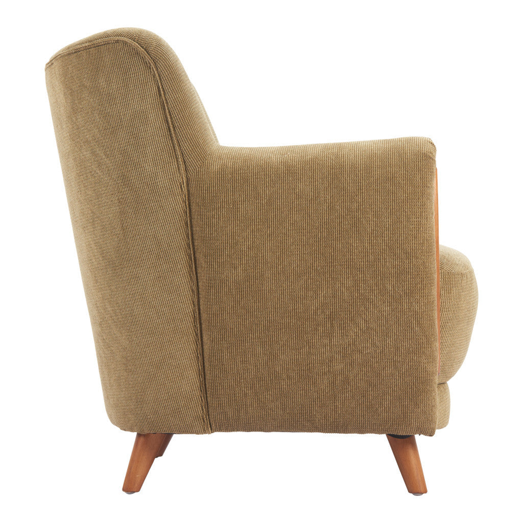 34" Green and Brown Upholstered Arm Chair-2