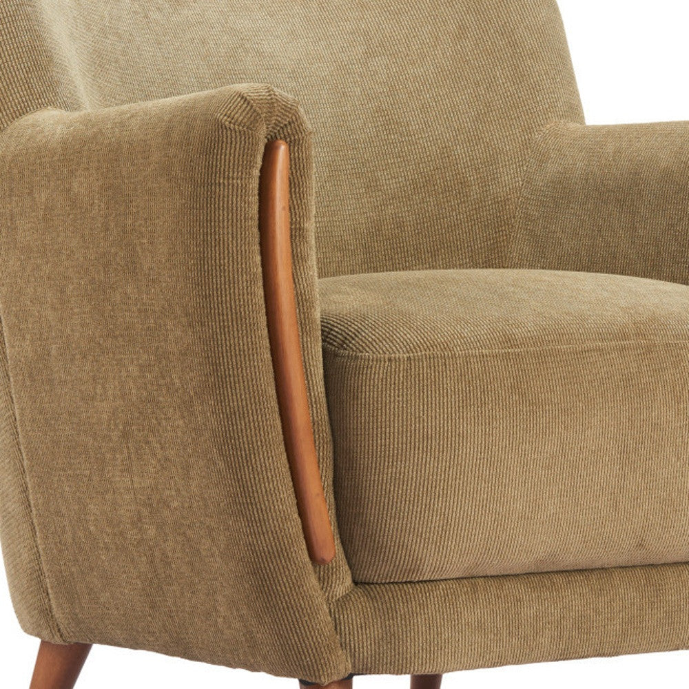 34" Green and Brown Upholstered Arm Chair-6