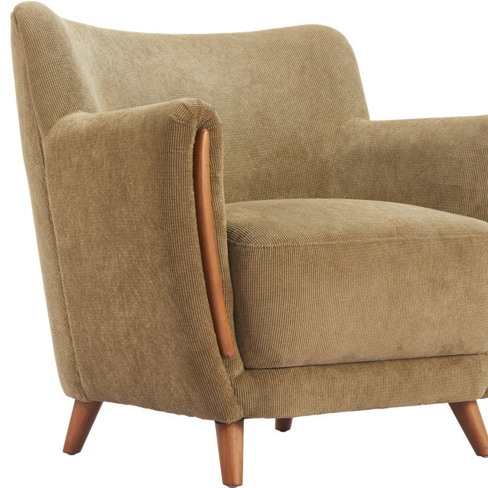 34" Green and Brown Upholstered Arm Chair-7