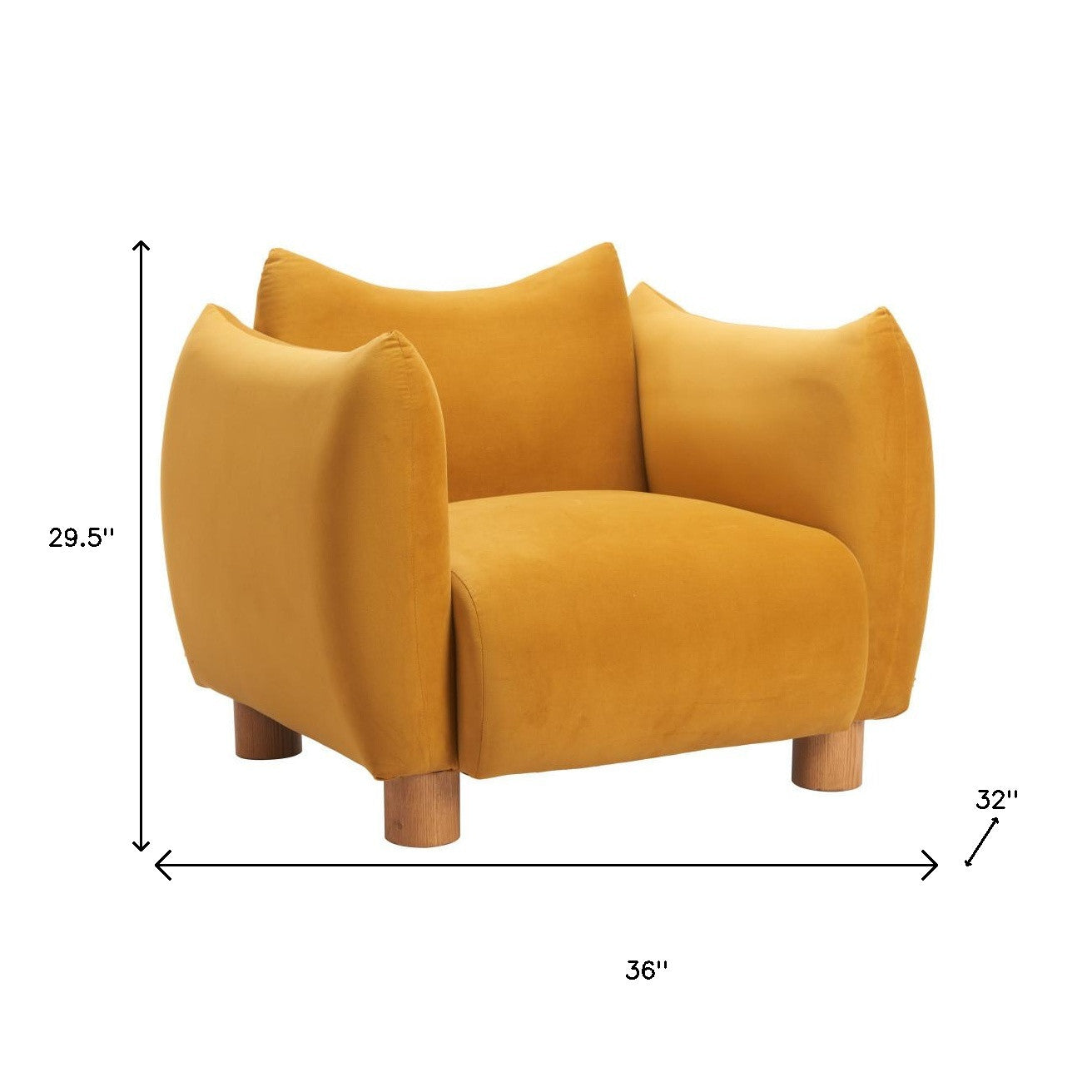 36" Mustard and Yellow Upholstered Arm Chair-8