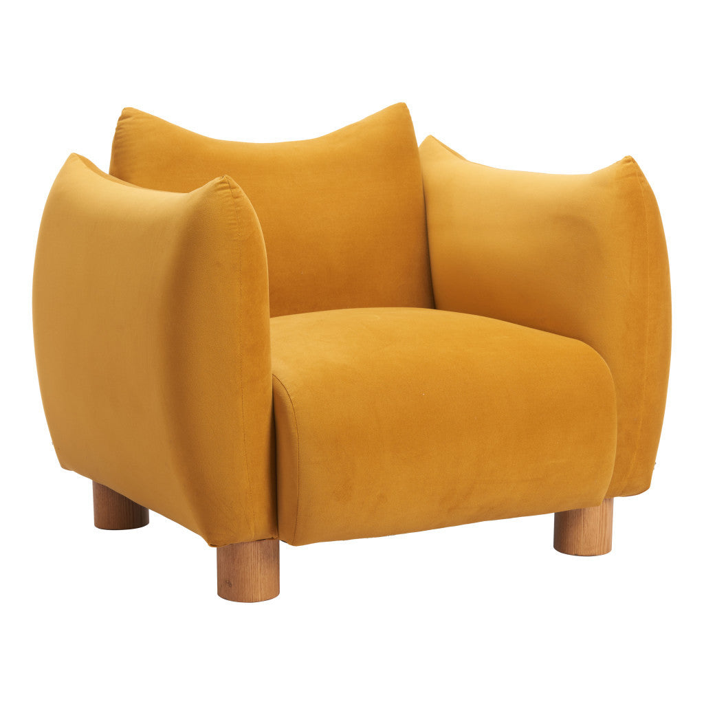 36" Mustard and Yellow Upholstered Arm Chair-0