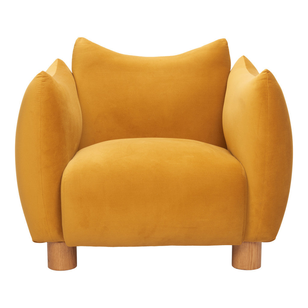 36" Mustard and Yellow Upholstered Arm Chair-3