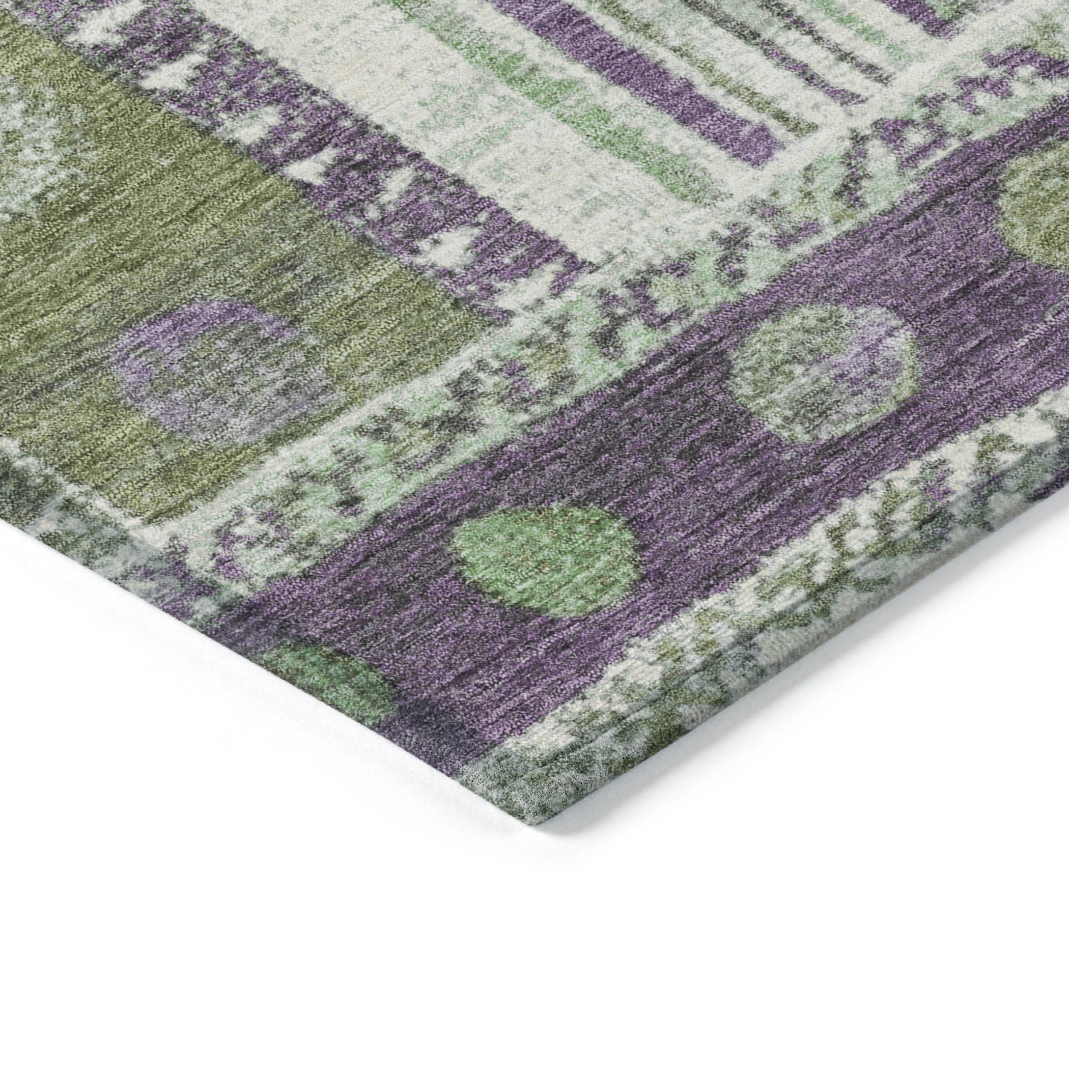 3' X 5' Purple And Green Striped Washable Indoor Outdoor Area Rug-8