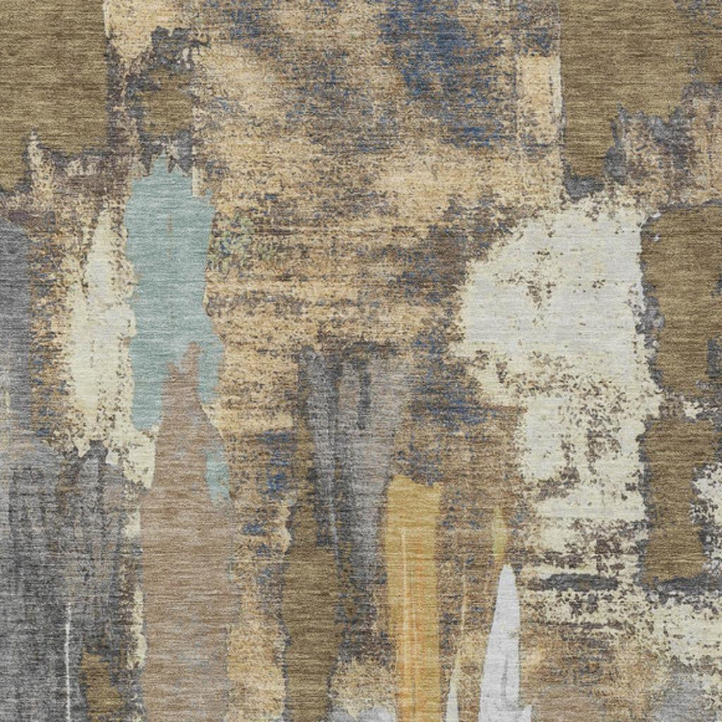 5' X 8' Taupe And Beige Abstract Washable Indoor Outdoor Area Rug-8