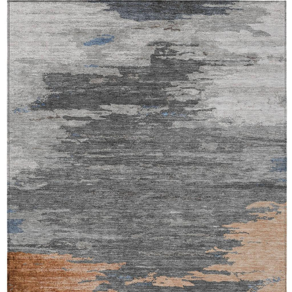 5' X 8' Rust And Gray Abstract Washable Indoor Outdoor Area Rug-7