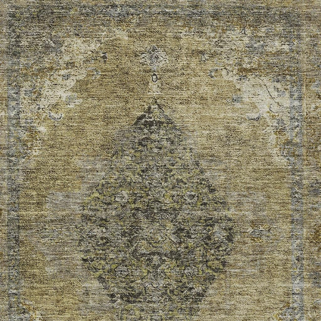 5' X 8' Khaki And Beige Medallion Washable Indoor Outdoor Area Rug-3