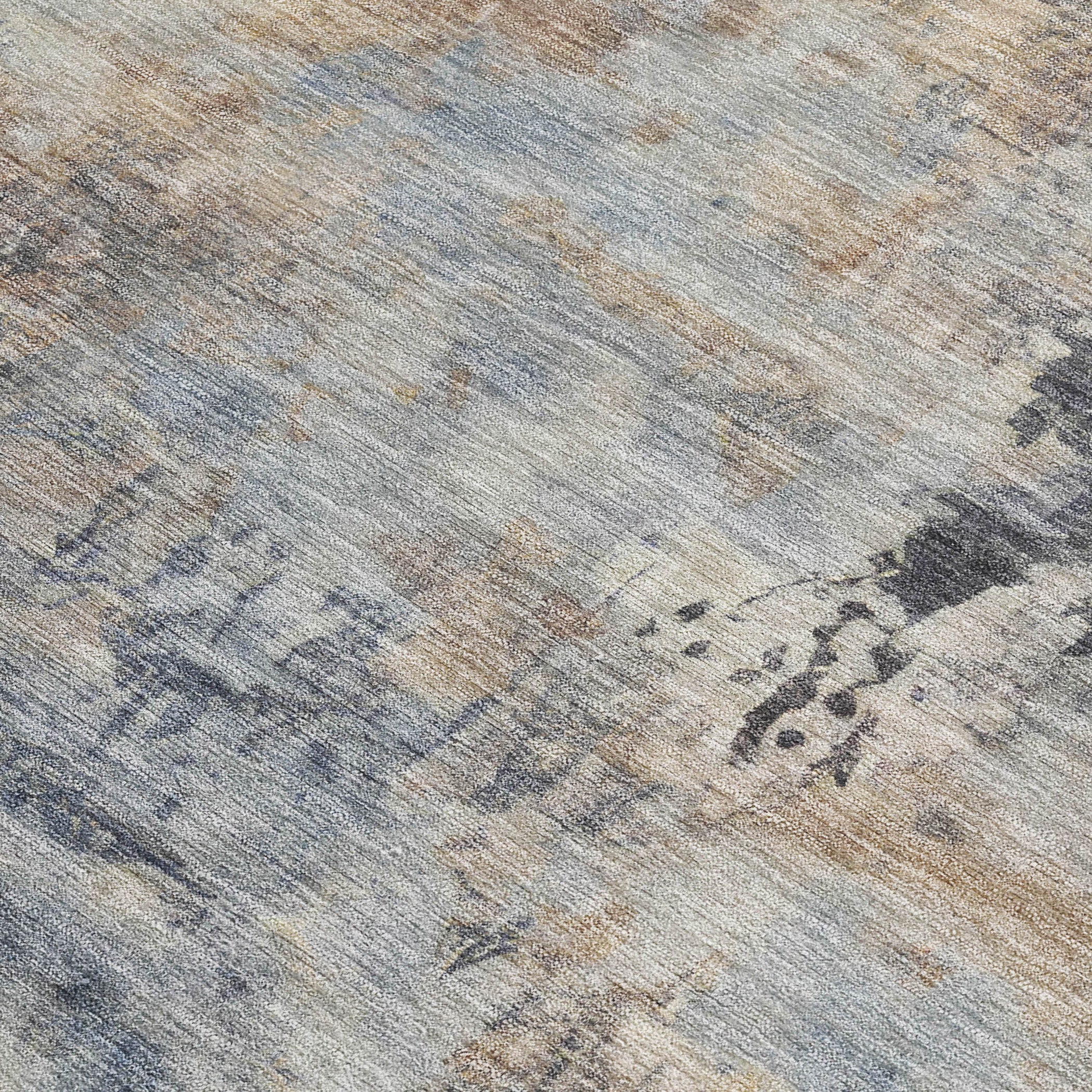 3' X 5' Denim Blue Beige And Charcoal Abstract Washable Indoor Outdoor Area Rug-4