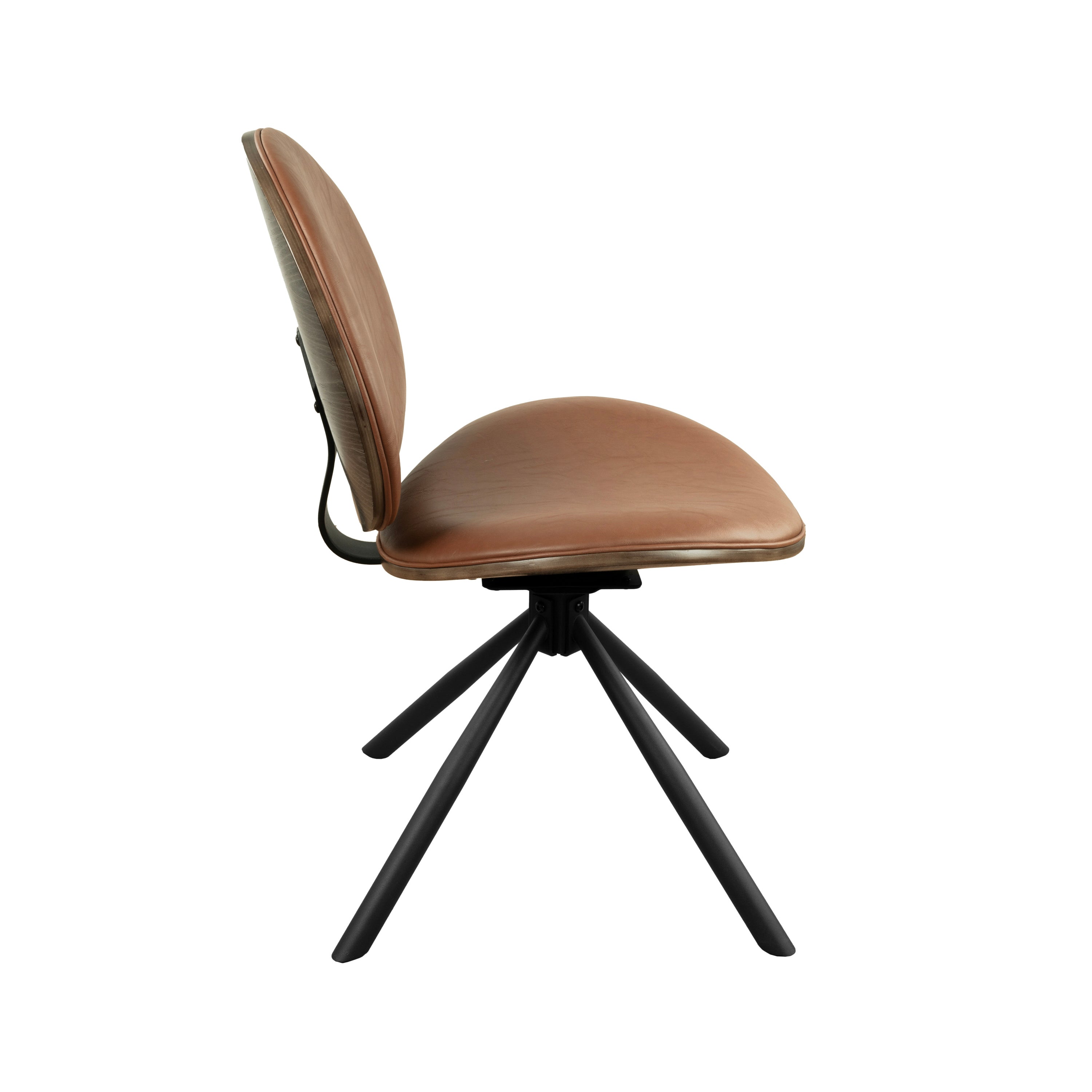 Brown and Black Faux Leather And Metal Dining Side Chair-3