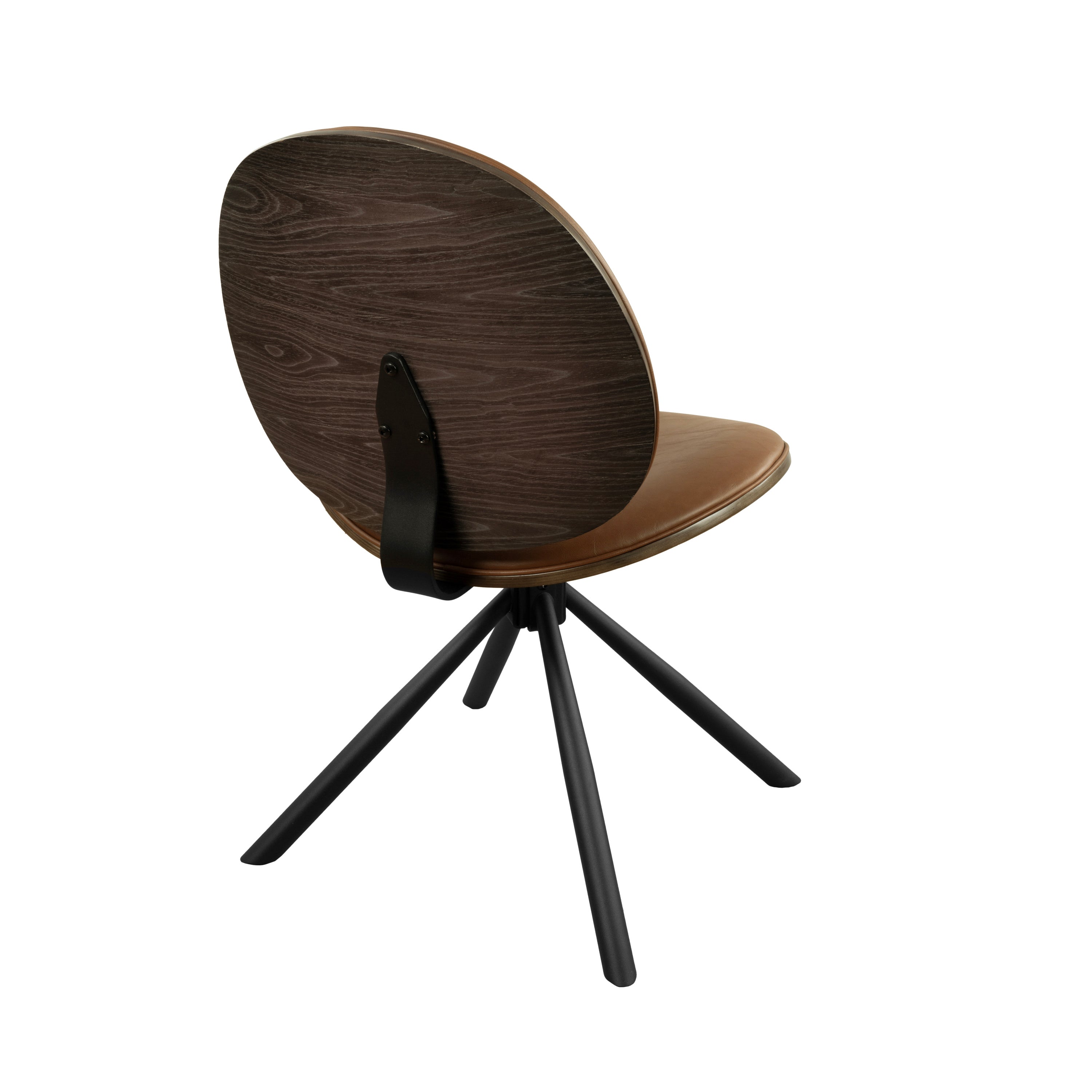 Brown and Black Faux Leather And Metal Dining Side Chair-4