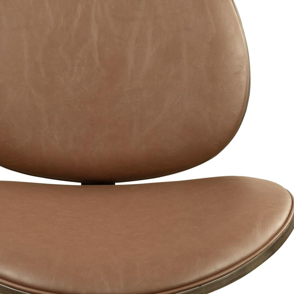 Brown and Black Faux Leather And Metal Dining Side Chair-5