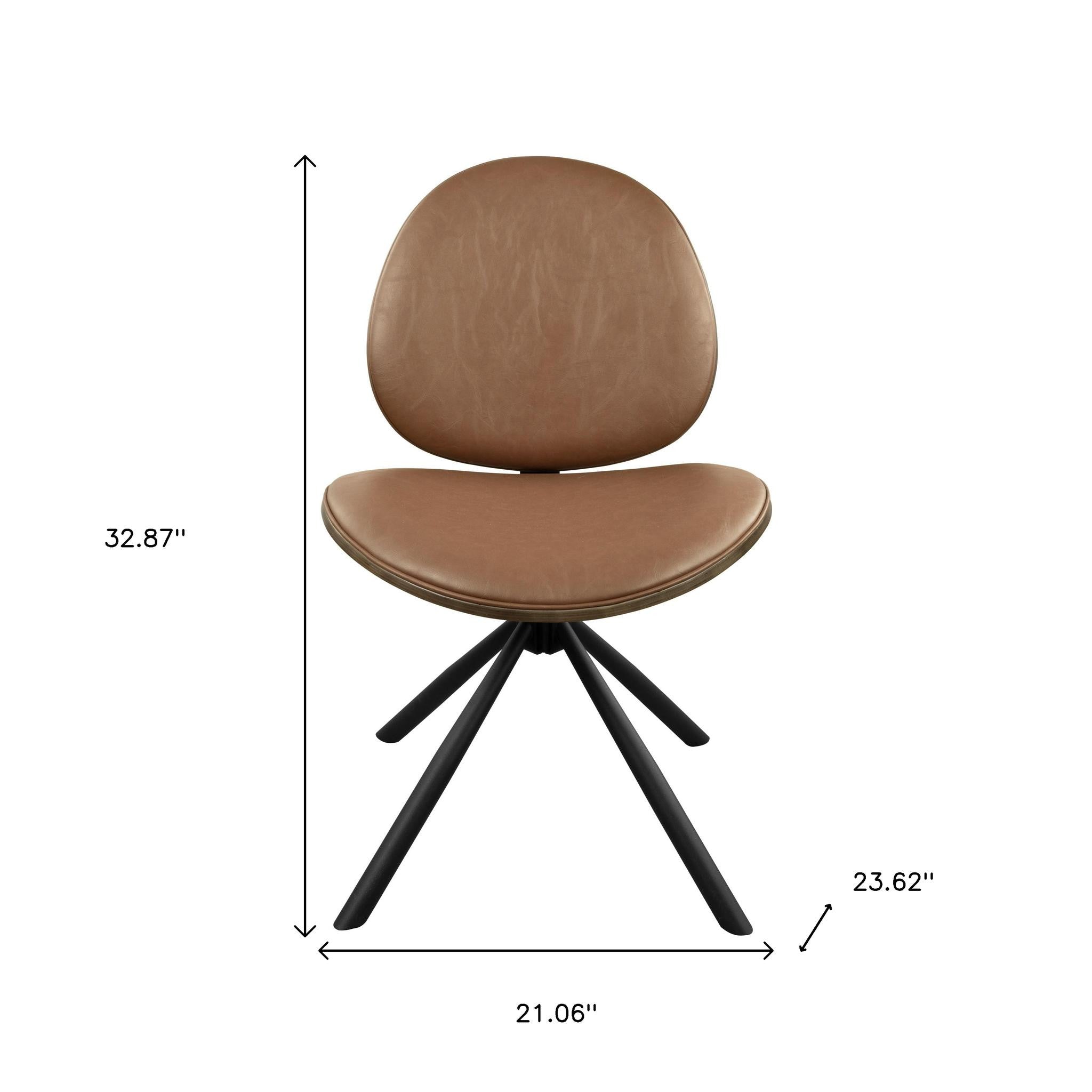 Brown and Black Faux Leather And Metal Dining Side Chair-8