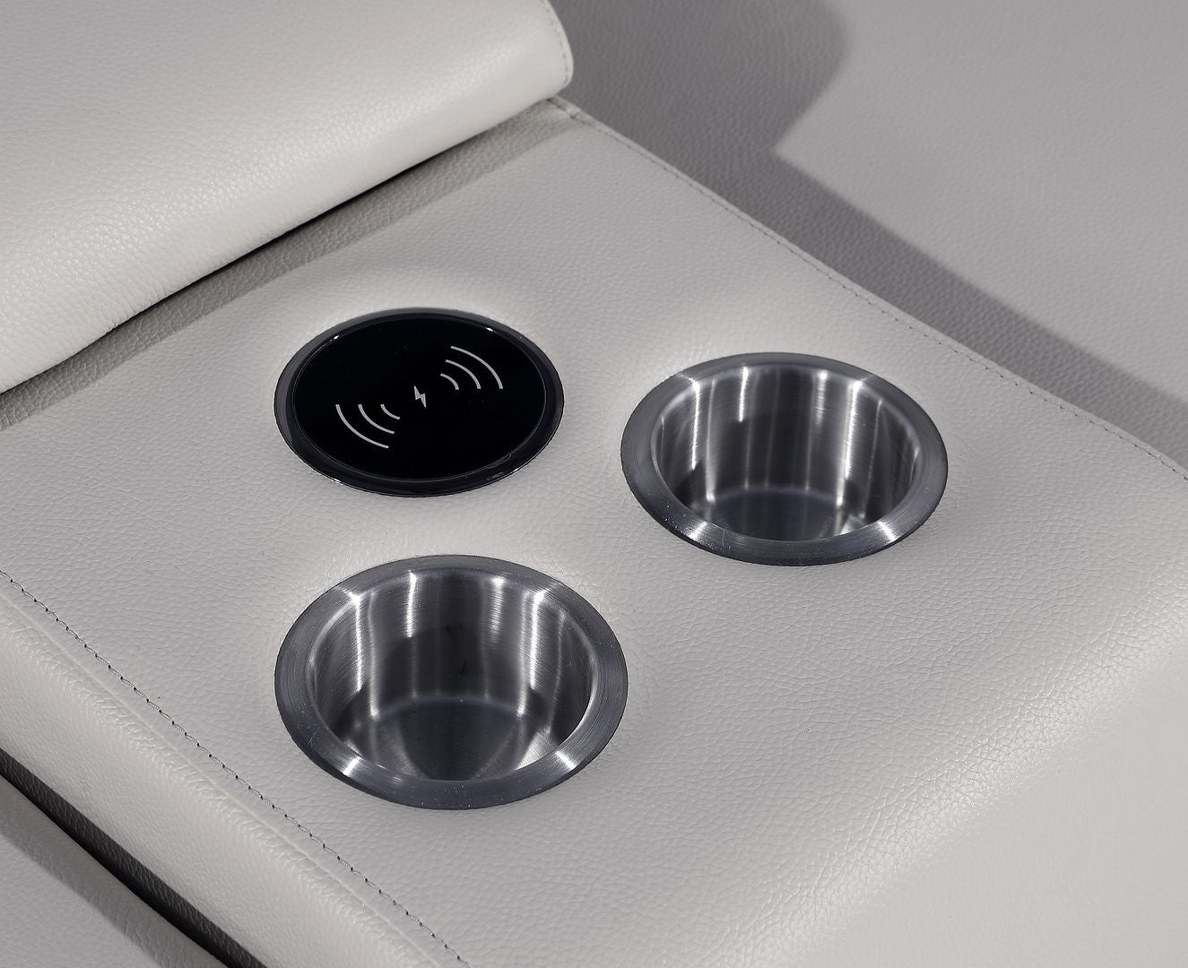 Light Gray Italian Leather Power Reclining U Shaped Eight Piece Corner Sectional With Console-5