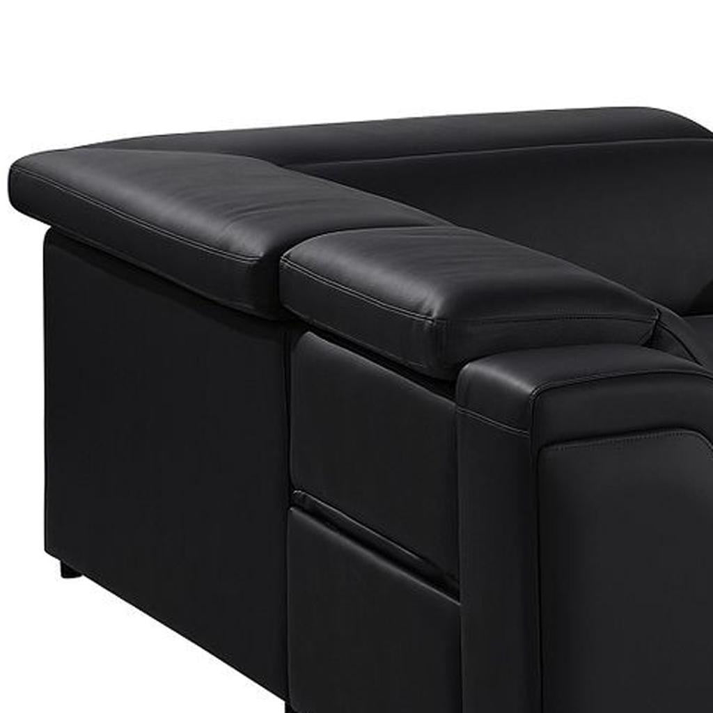 Black Italian Leather Power Reclining U Shaped Eight Piece Corner Sectional With Console-3