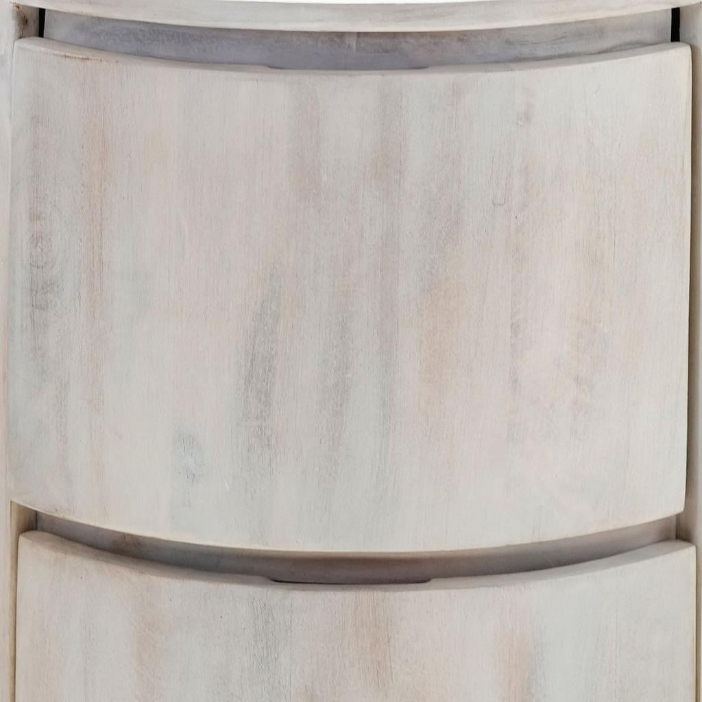 24" White Solid Wood Round Drum End Table With Two Drawers-6