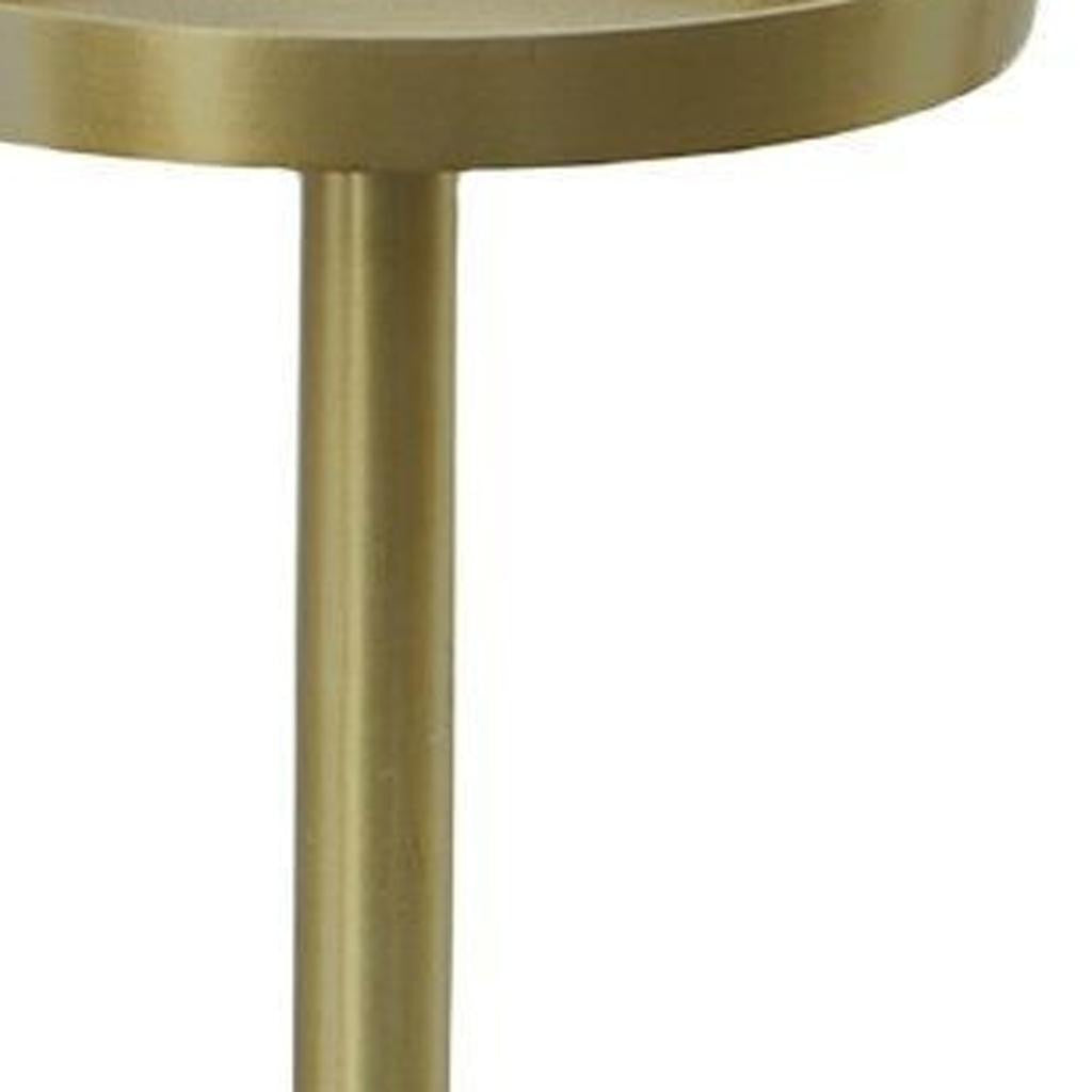 24" Gold and White Metal Round Pedestal End Table-3