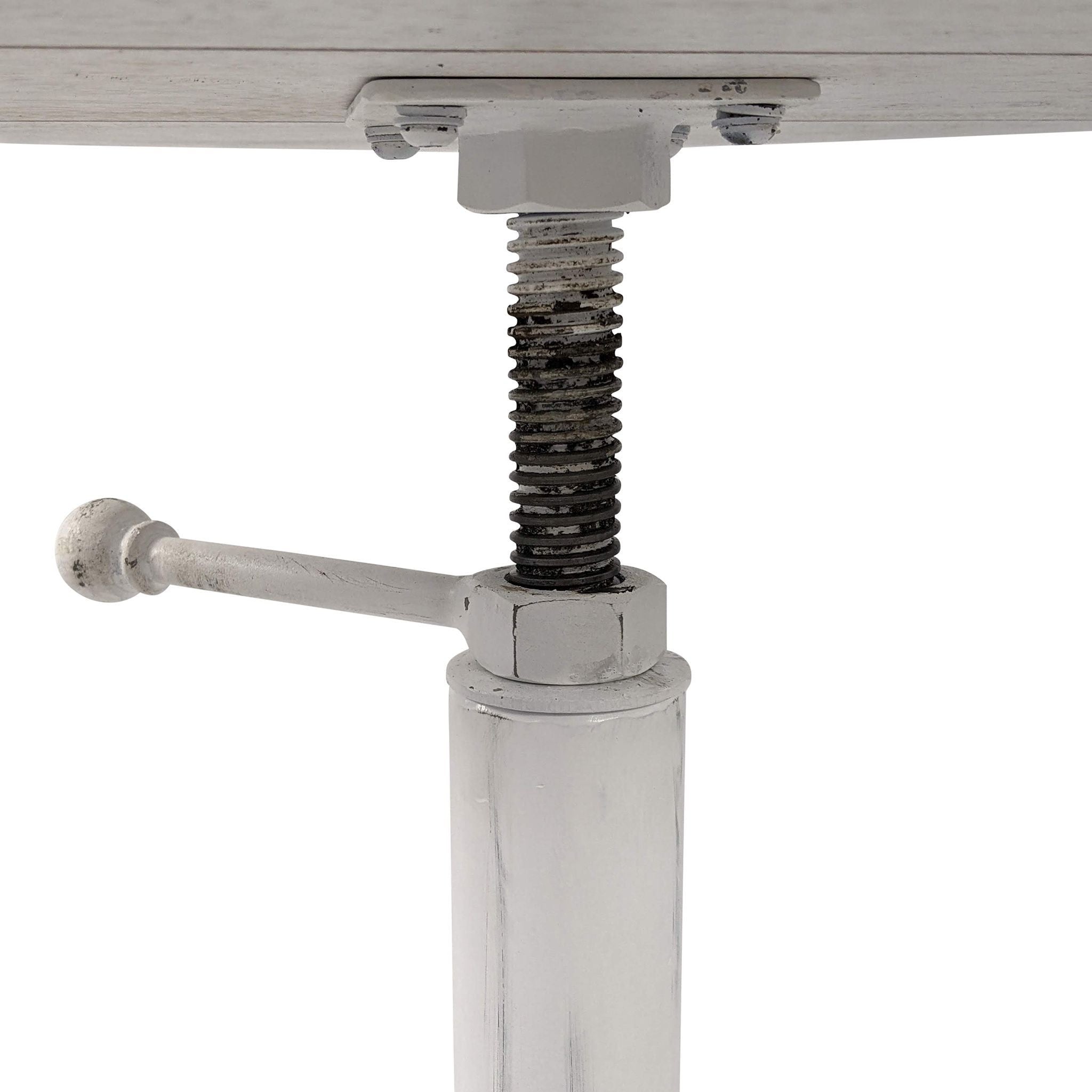 22" White Solid Wood and Metal Height Adjustable Round Pedestal End Table-6