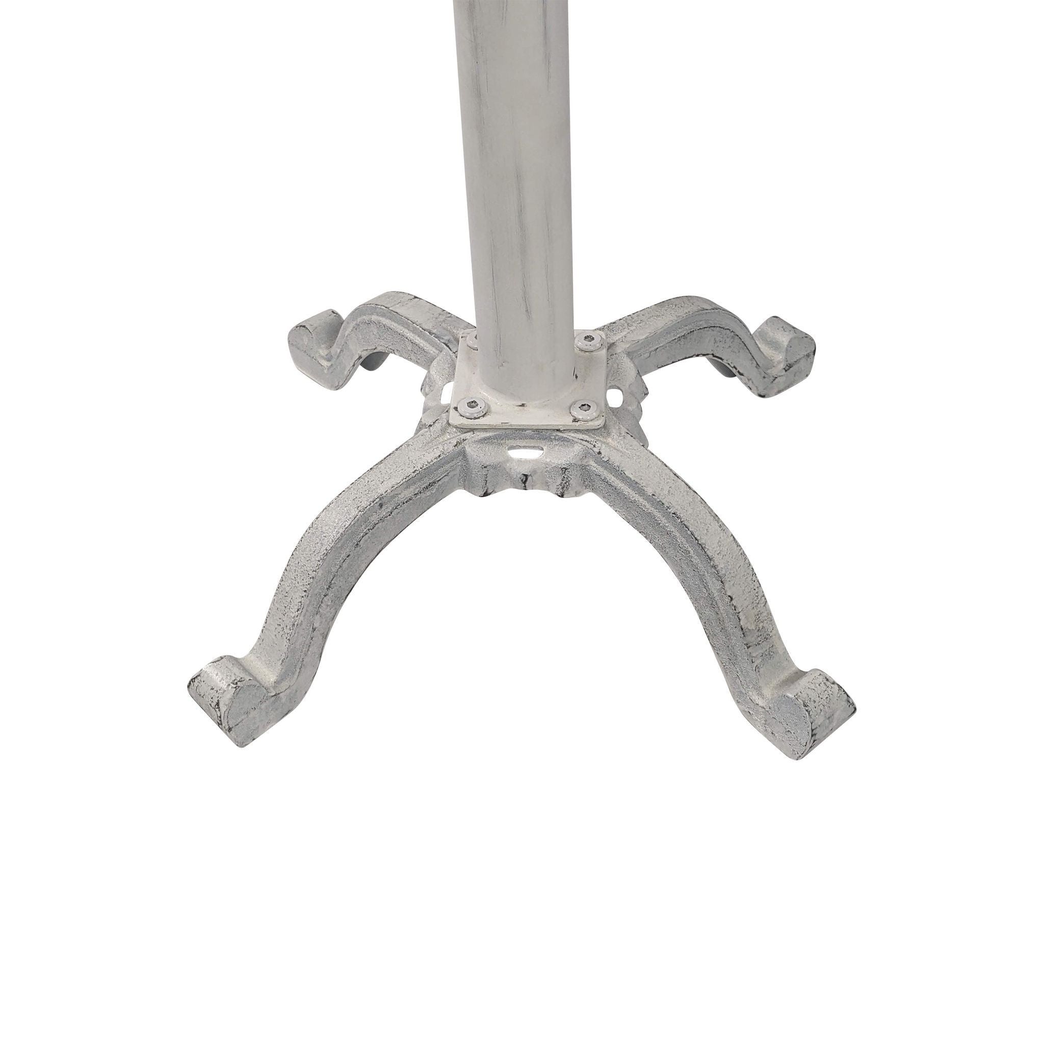 22" White Solid Wood and Metal Height Adjustable Round Pedestal End Table-4