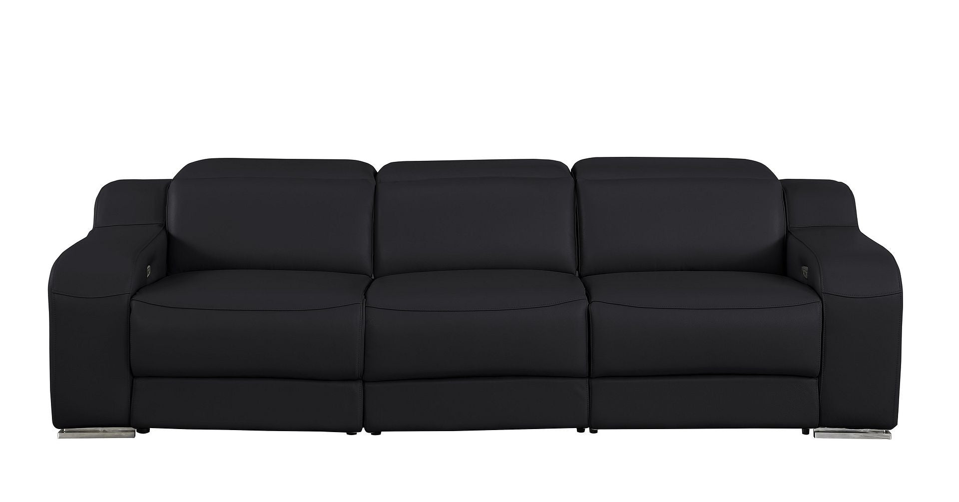 103" Black Italian Leather Reclining USB Sofa-1