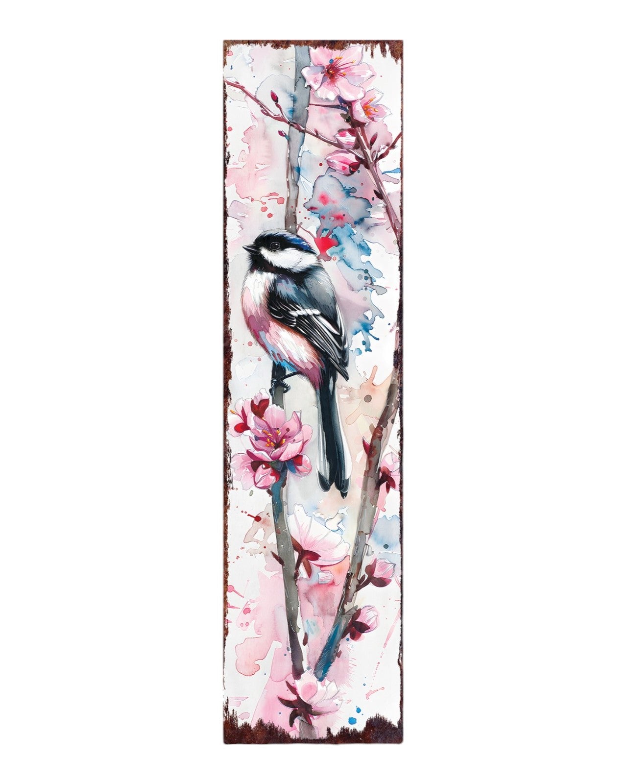36" White and Pink Solid Wood Birds Porch Sign-1
