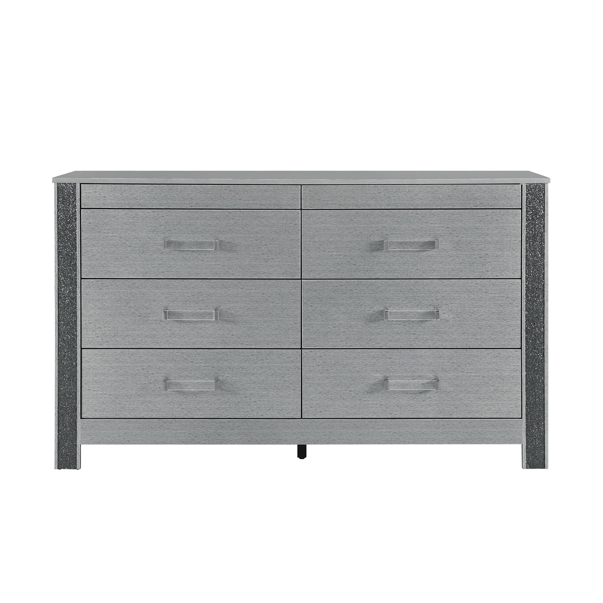 62" Silver Wood Six Drawer Double Dresser-2