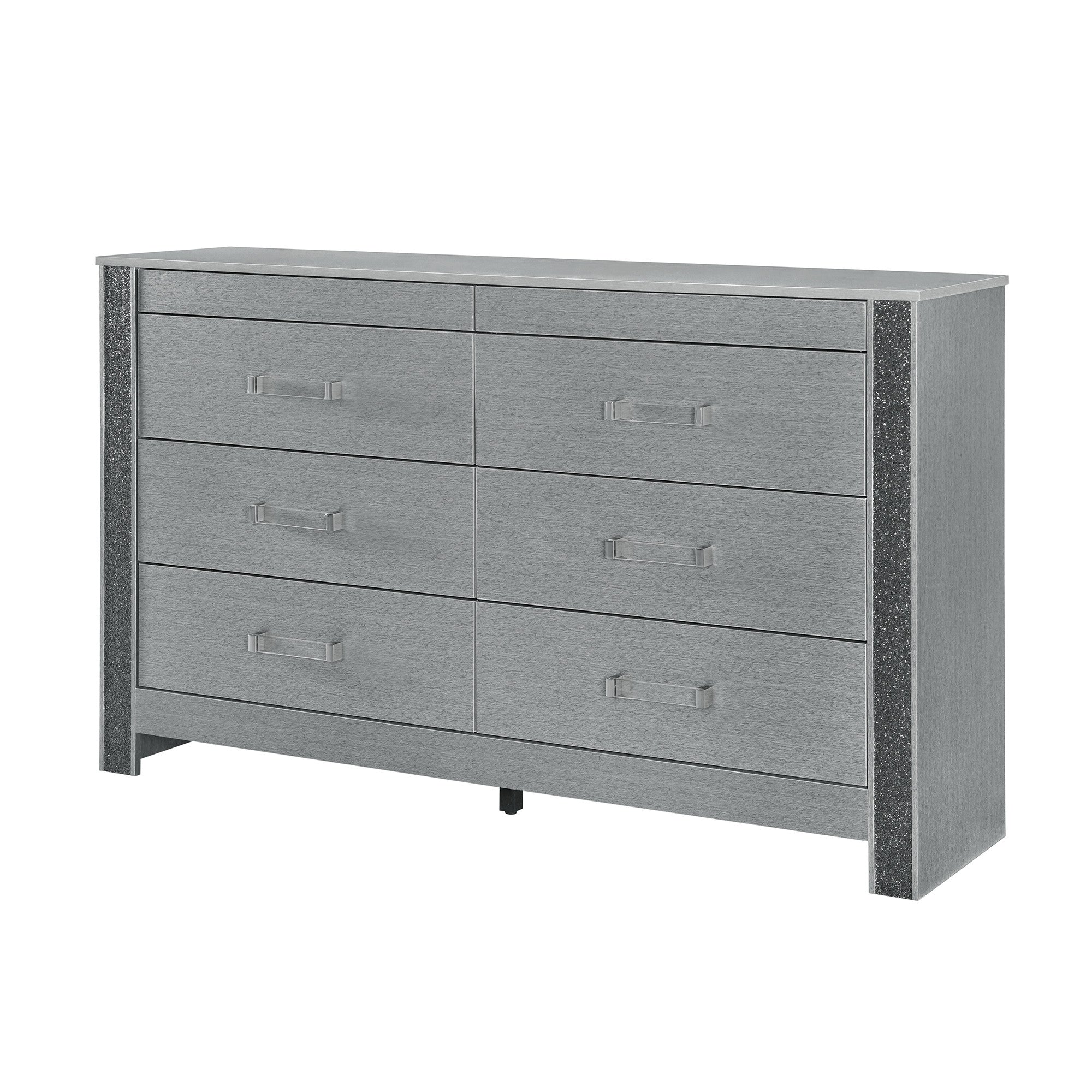 62" Silver Wood Six Drawer Double Dresser-3