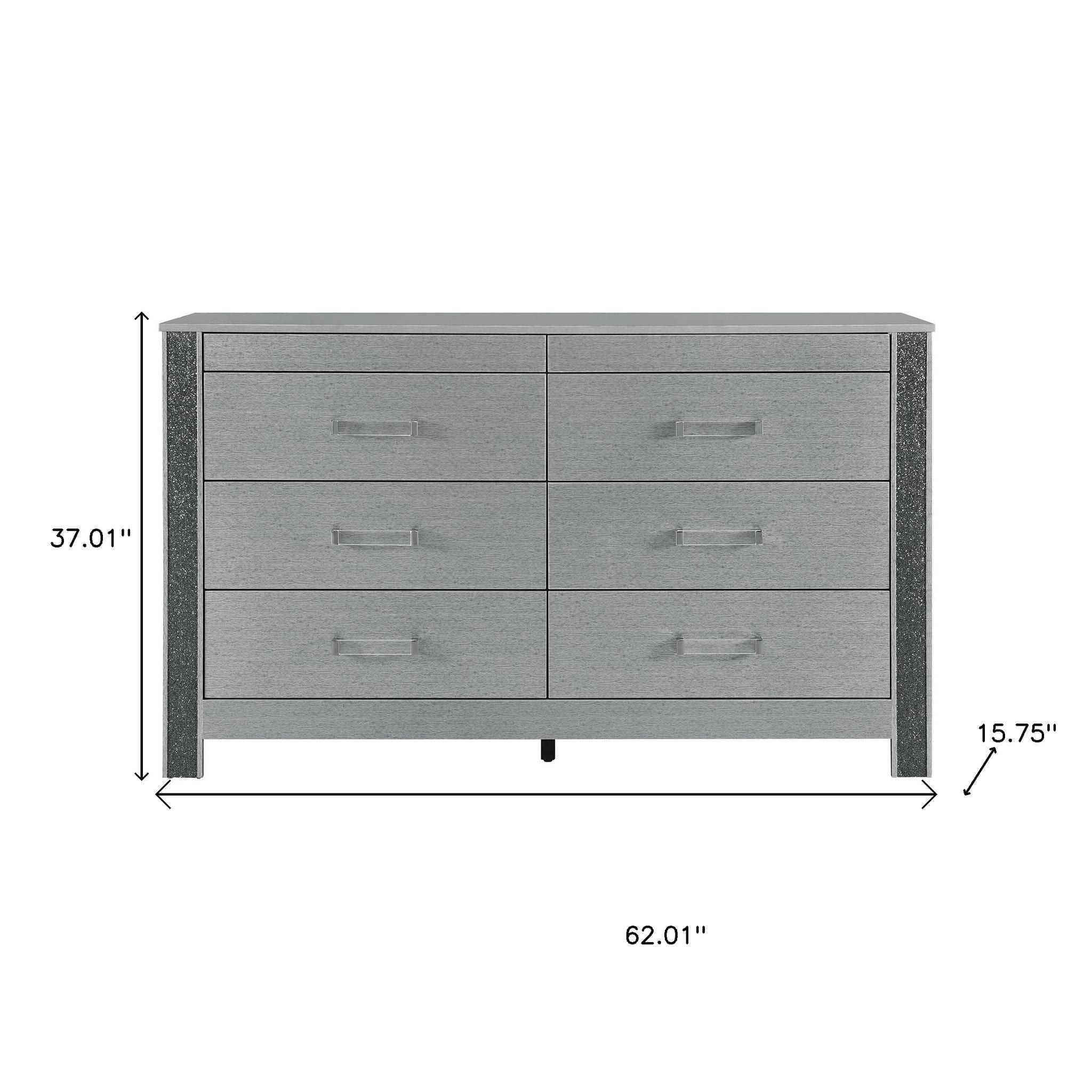 62" Silver Wood Six Drawer Double Dresser-8