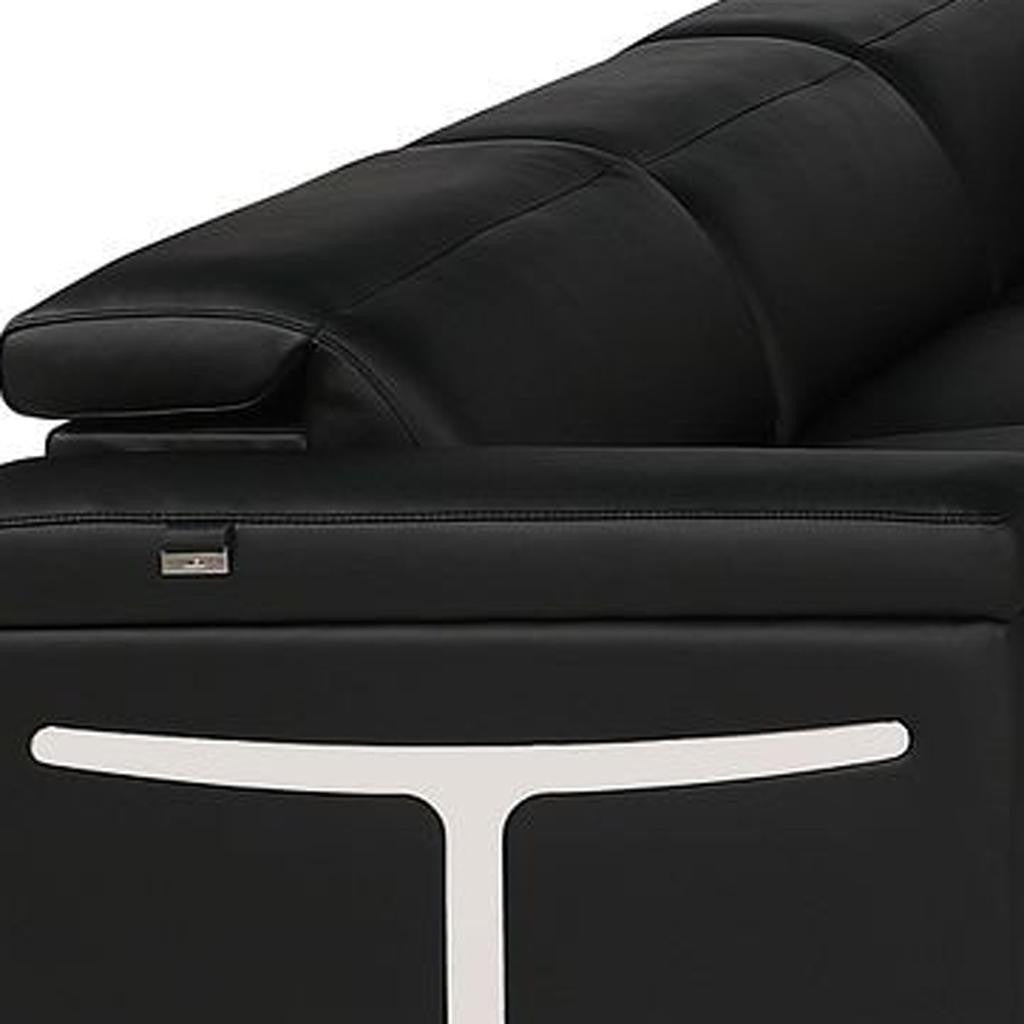 Black Italian Leather Power Reclining U Shaped Ten Piece Corner Sectional With Console-6