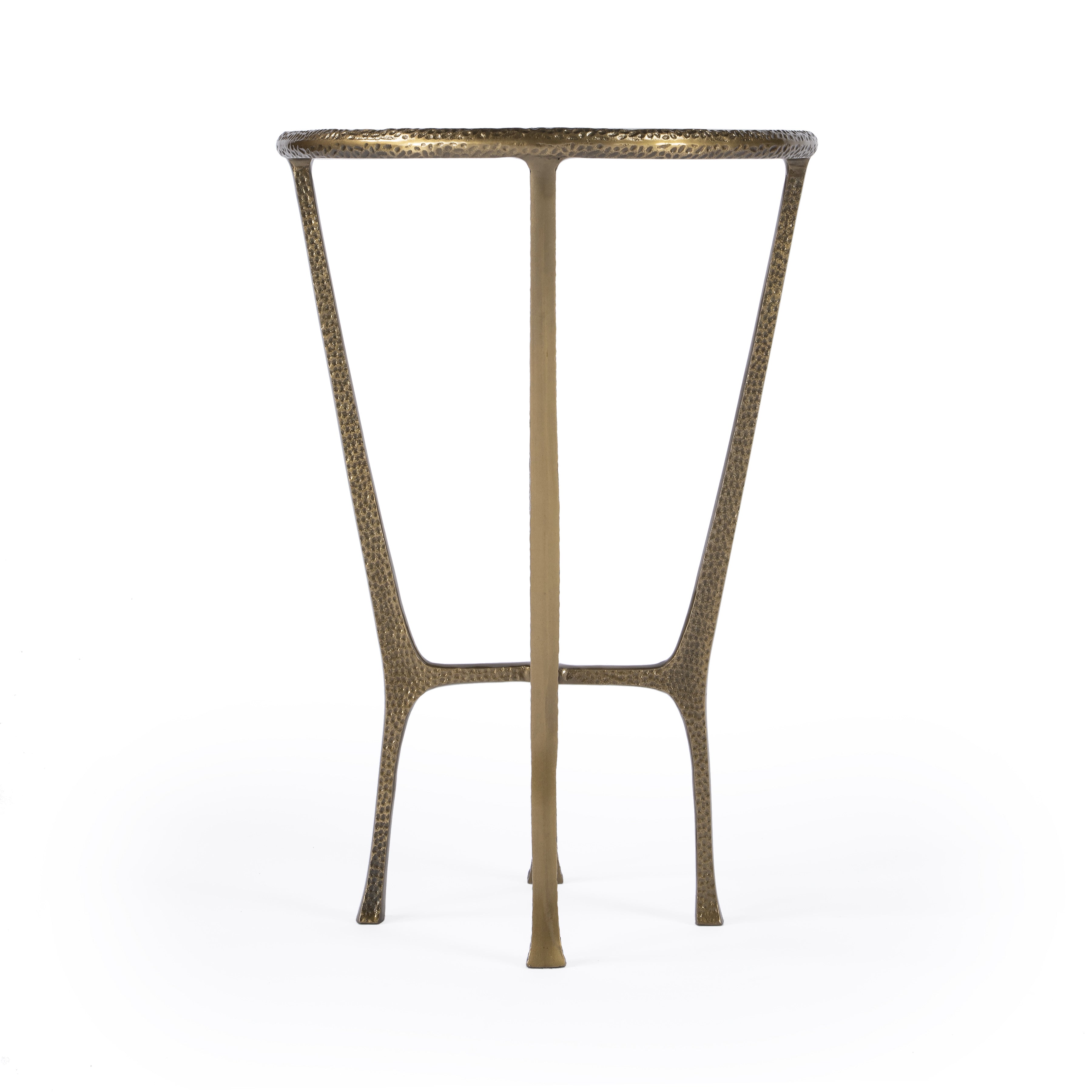 23" White and Gold Distressed Marble and Aluminum Round End Table-5