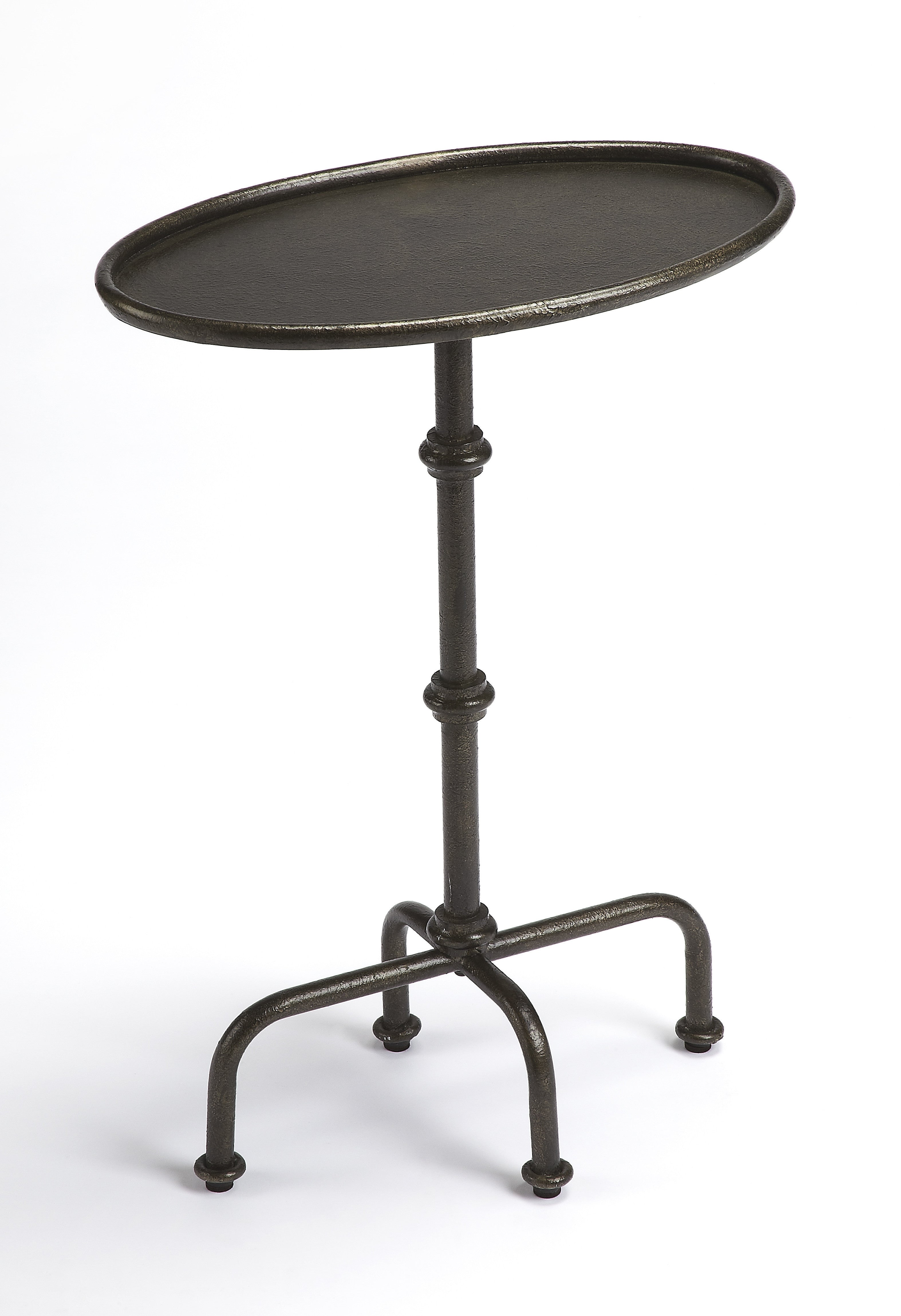 26" Gray Aluminum Oval Pedestal End Table-2