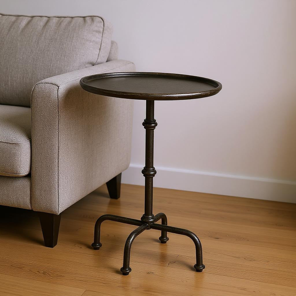 26" Gray Aluminum Oval Pedestal End Table-1