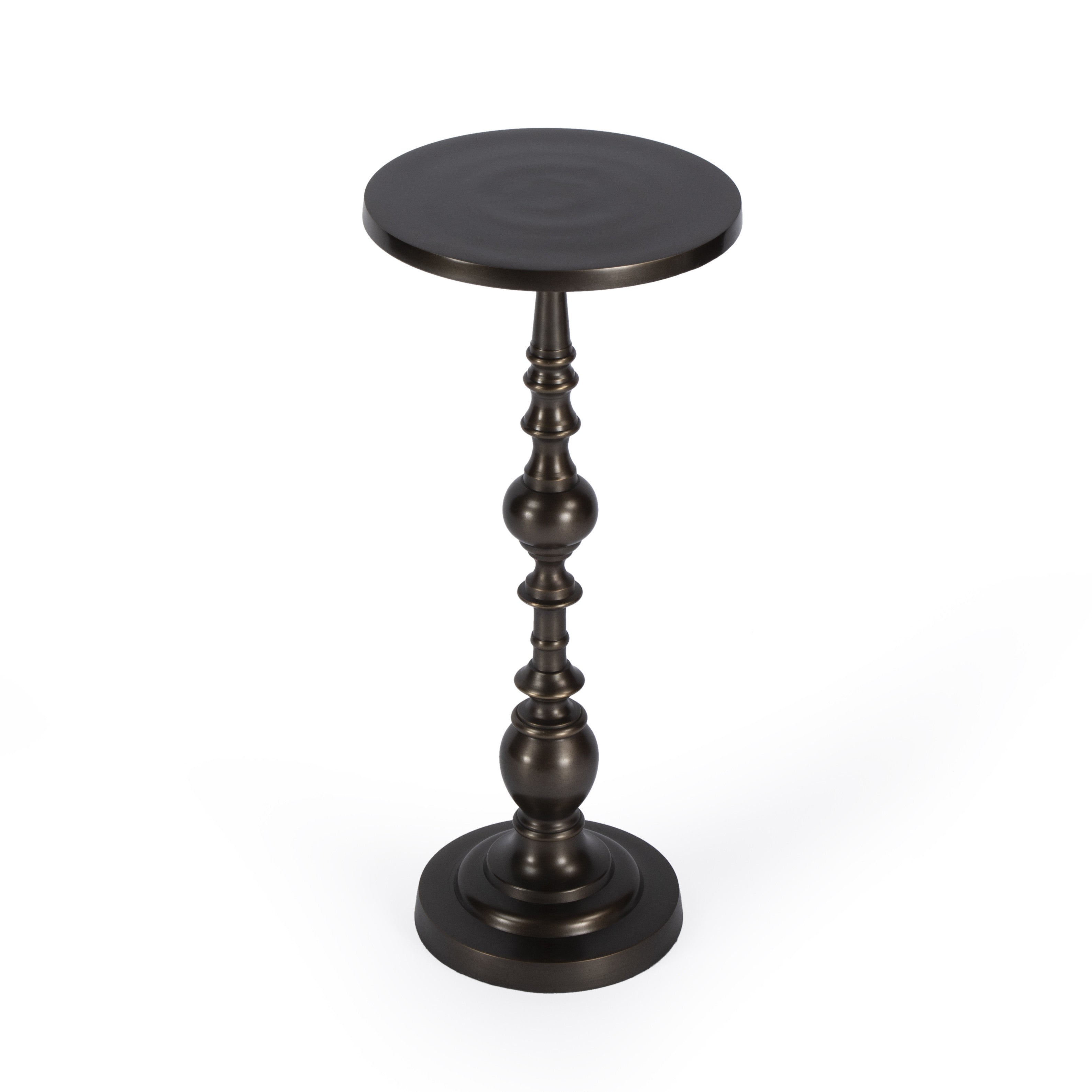 23" Bronze Metal Round Pedestal End Table-5