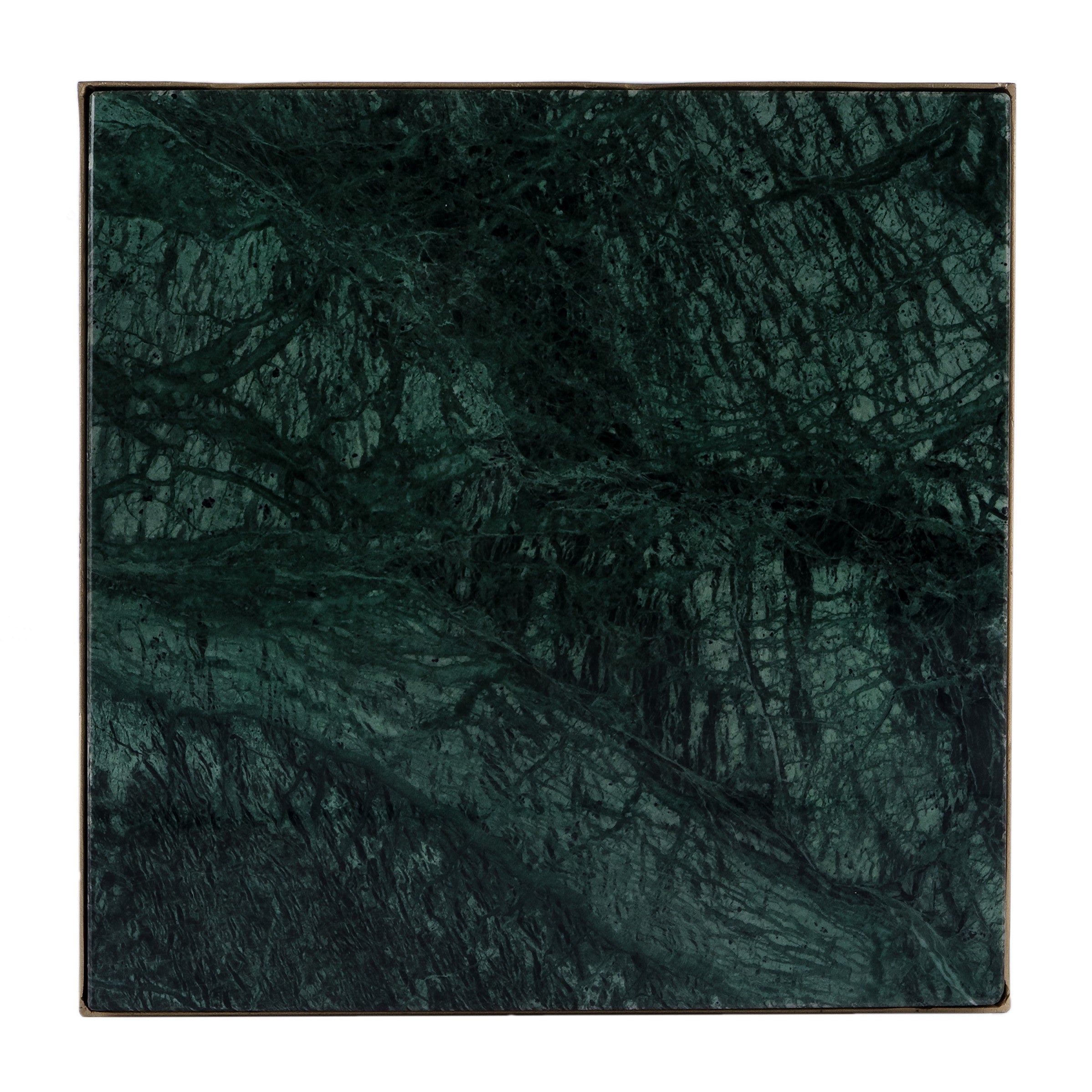 24" Green and Gold Marble and Iron Square End Table With Shelf-5