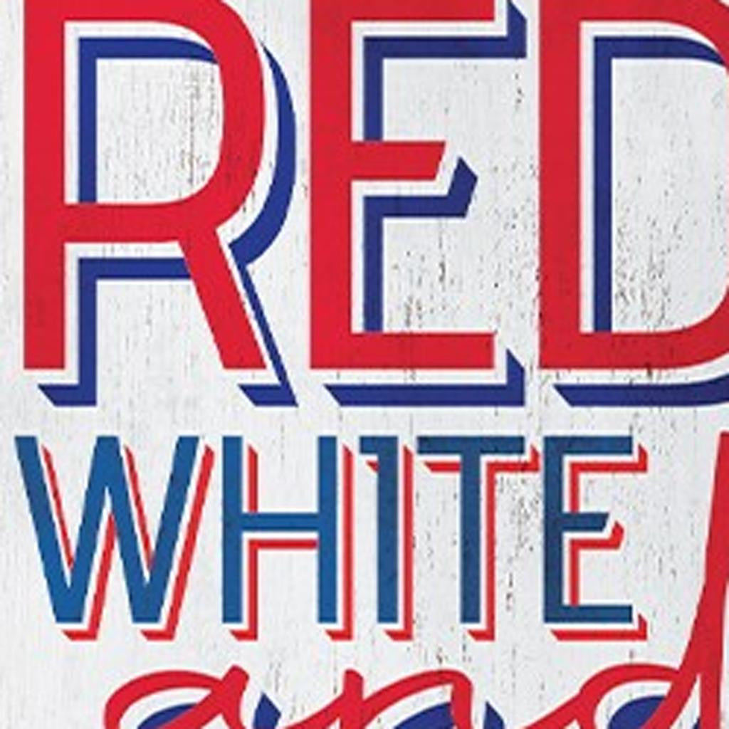 36" Blue Red And White Solid Wood Red White Boom July Fourth Fireworks Porch Sign-3