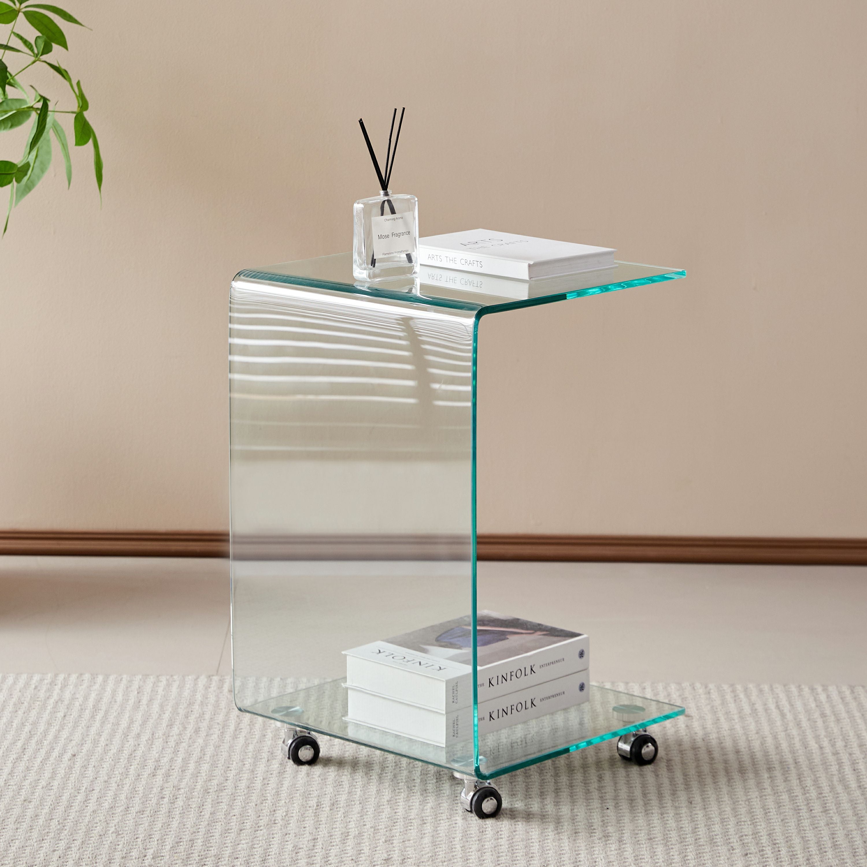 24" Clear Glass Square End Table With Shelf-4